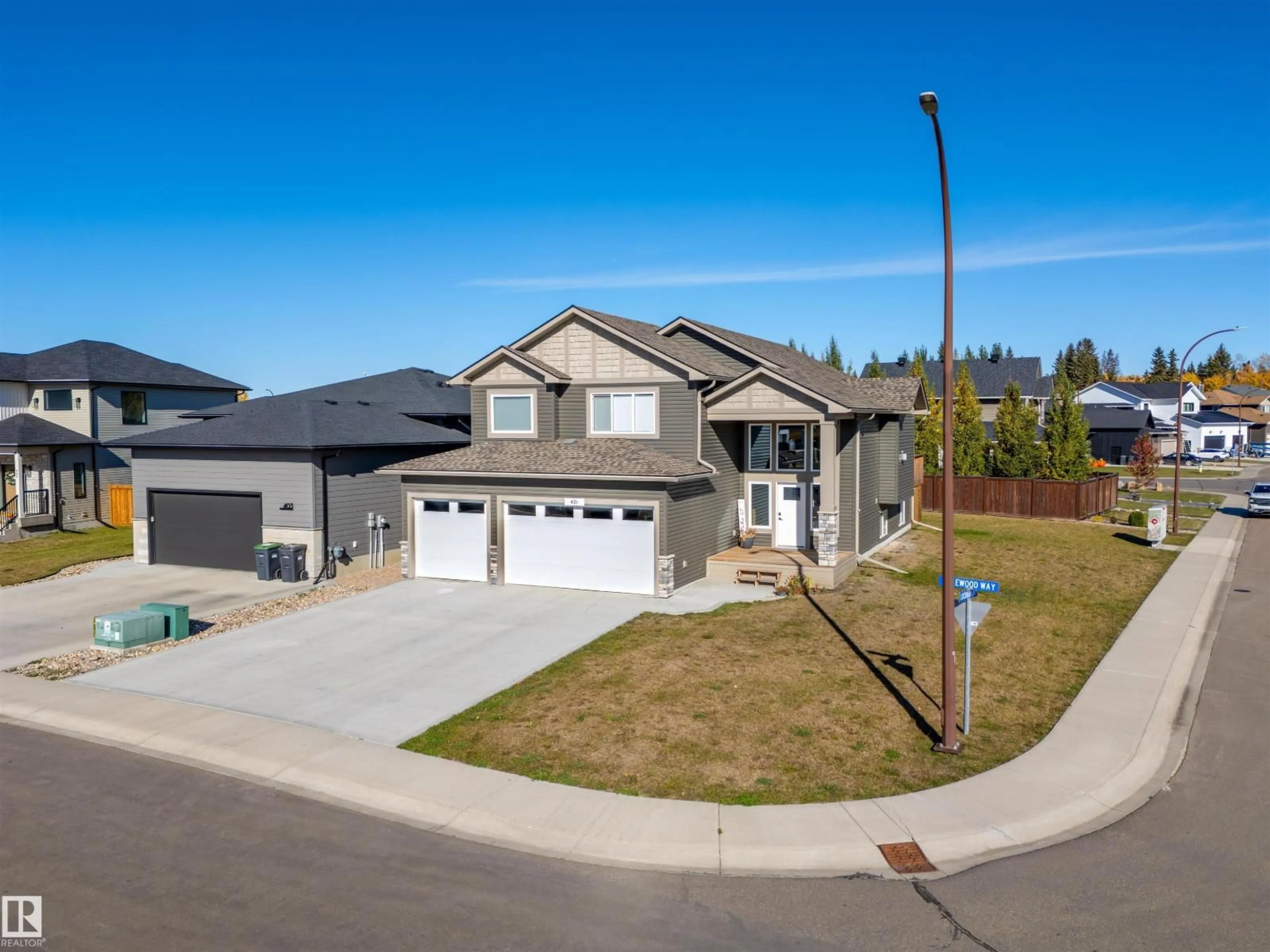 A pic from outside/outdoor area/front of a property/back of a property/a pic from drone, street for SW - 401 LAKEWOOD WY, Cold Lake Alberta T9M0K7