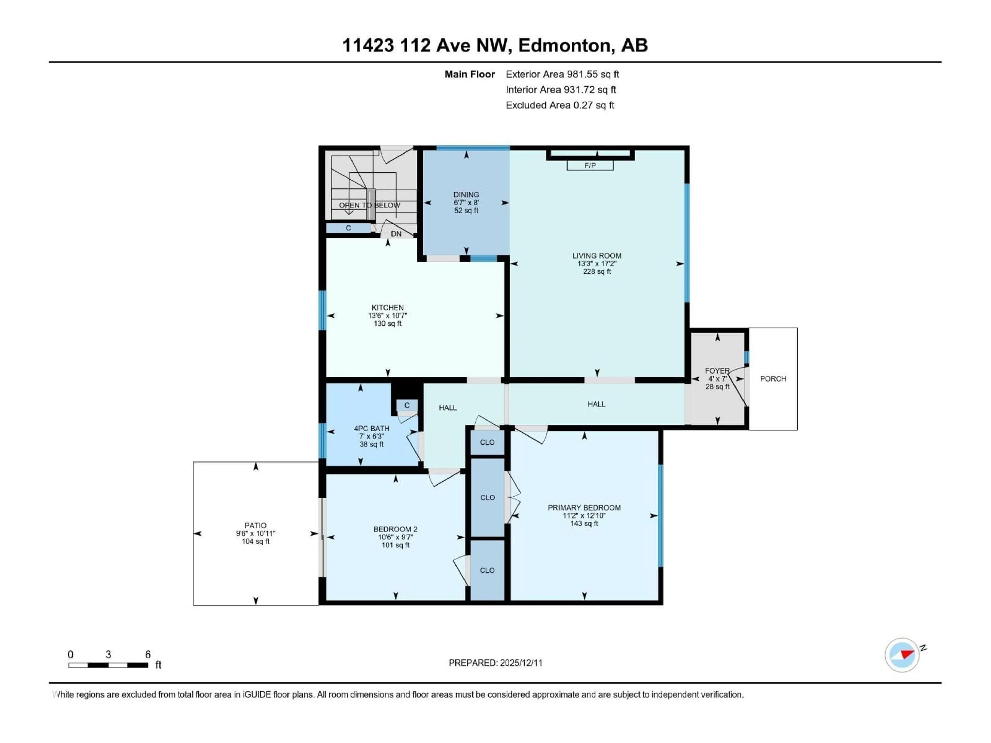 Floor plan for 11423 112 AV, Edmonton Alberta T5G0H5