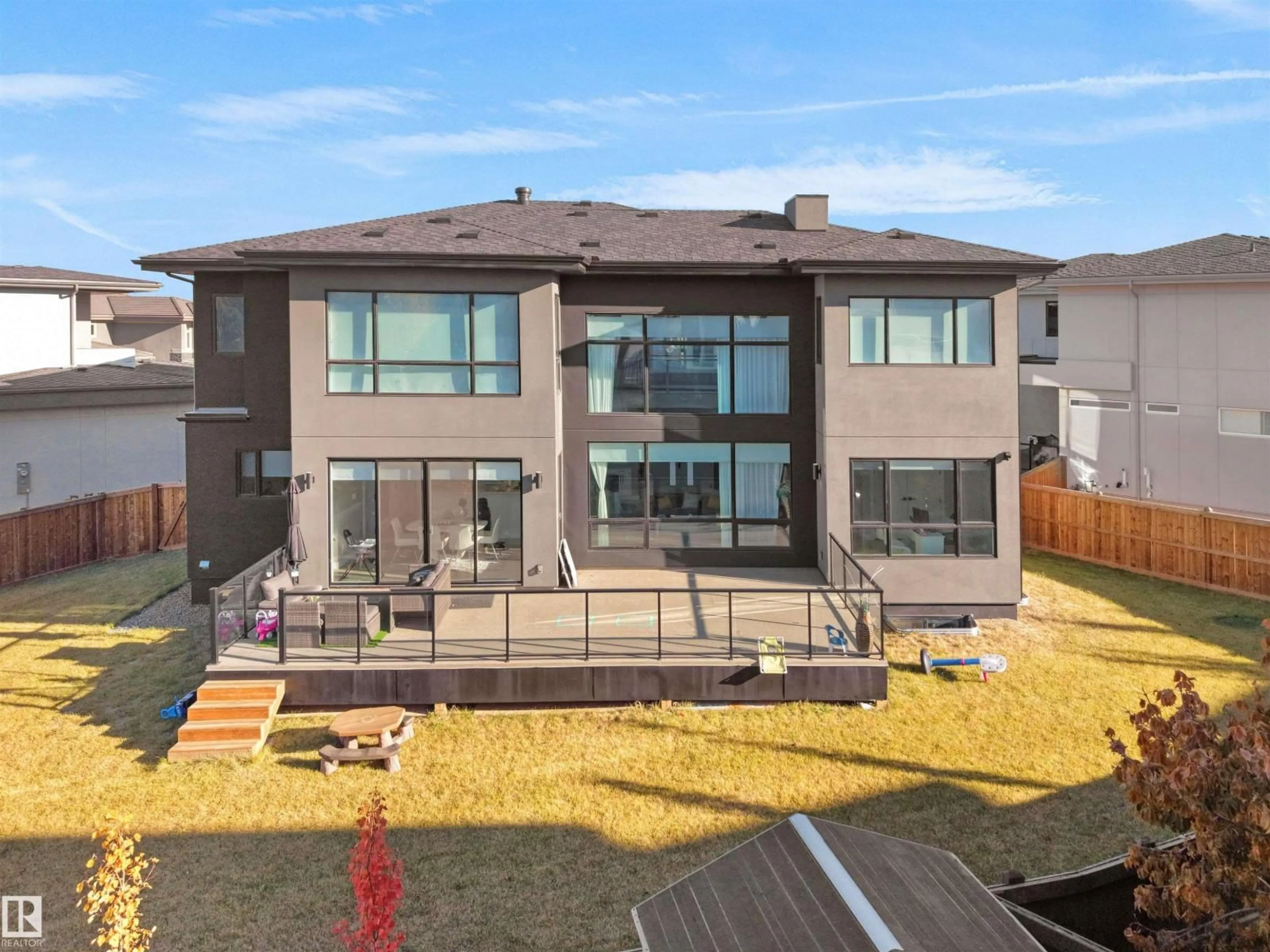 A pic from outside/outdoor area/front of a property/back of a property/a pic from drone, mountain view for NW - 4511 WINGFIELD BAY BA, Edmonton Alberta T6W2E1