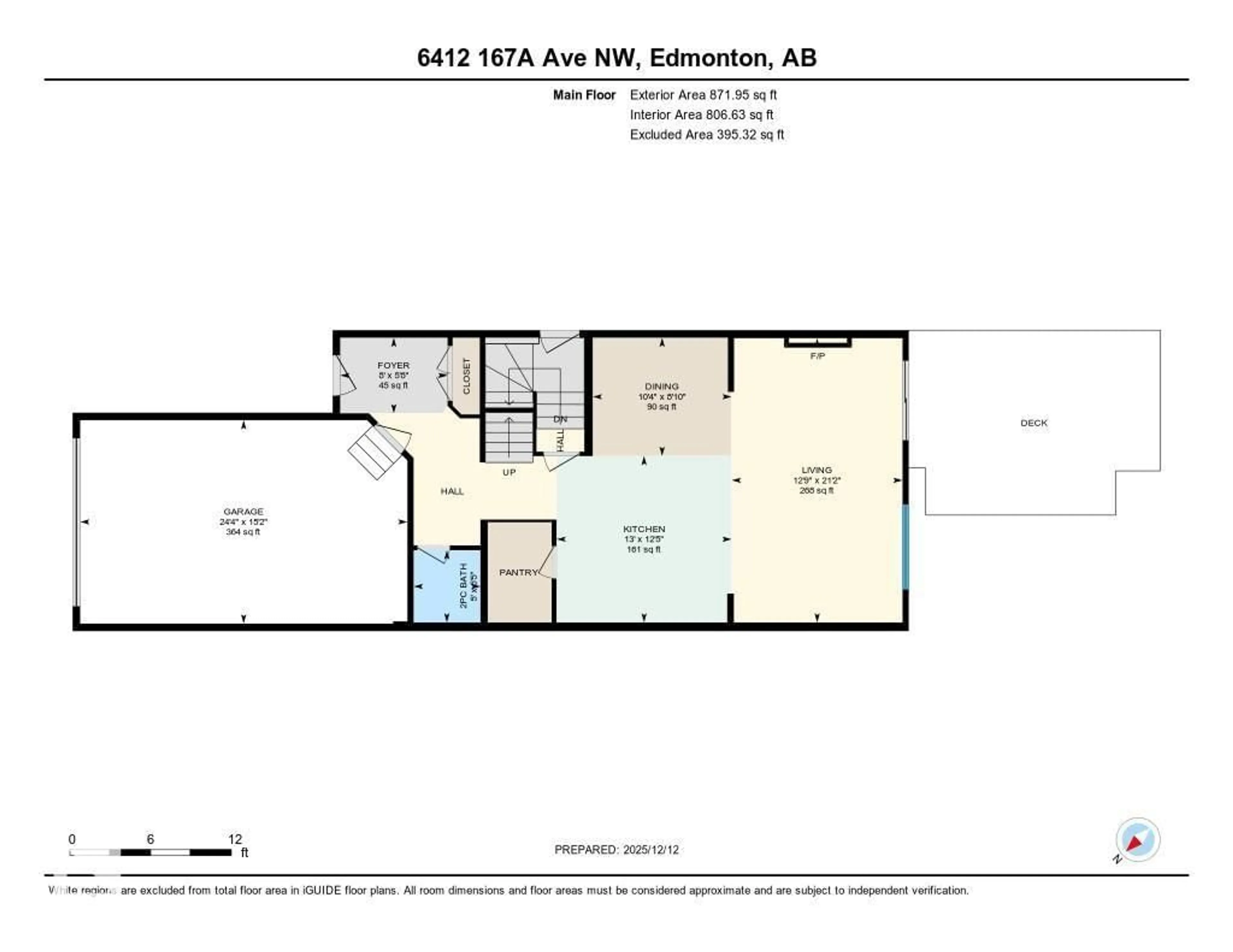 Floor plan for 6412 167A AV, Edmonton Alberta T5Y3P7