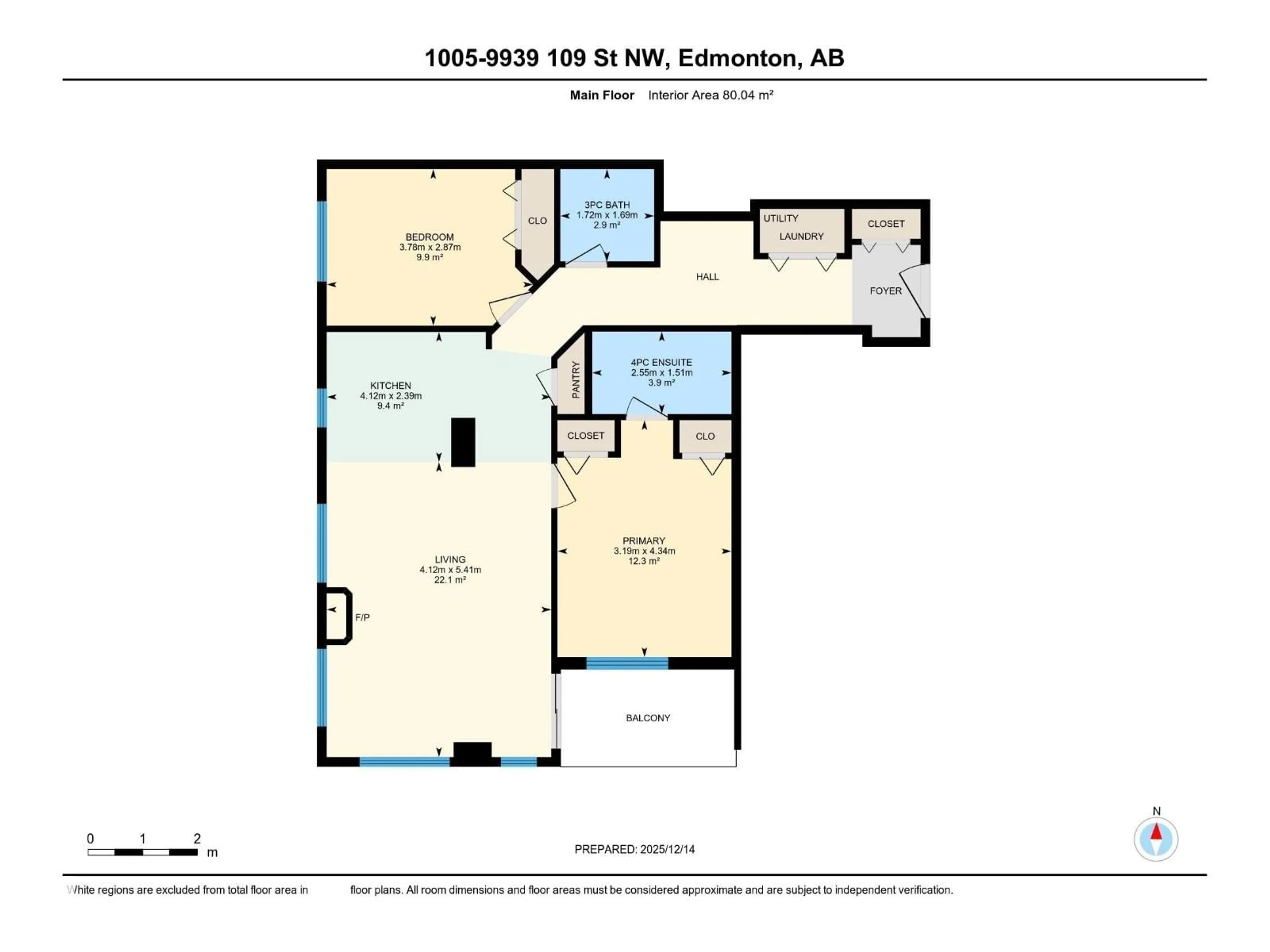 Floor plan for #1005 - 9939 109 ST, Edmonton Alberta T5K1H6