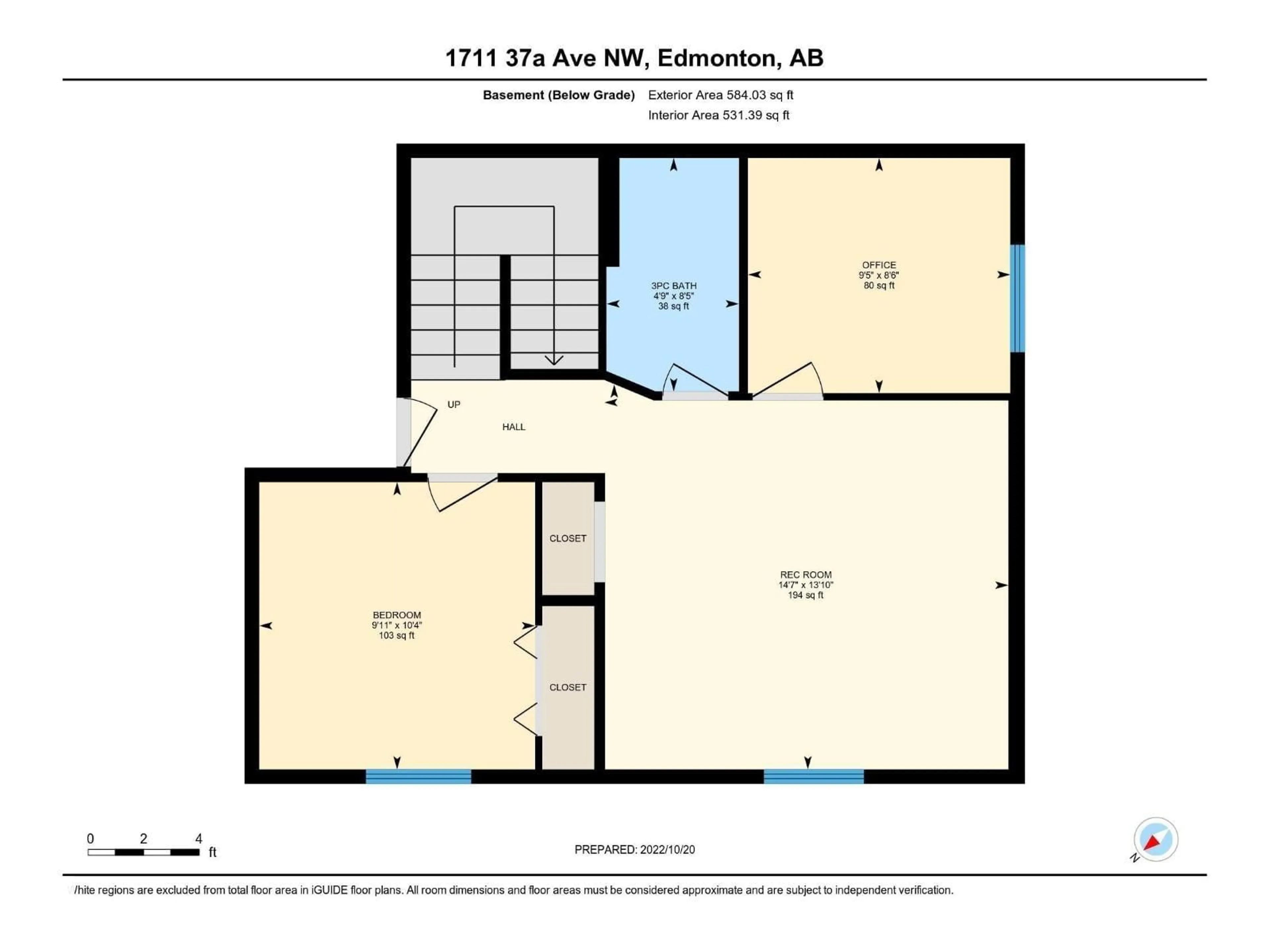 Floor plan for 1711 37A AV, Edmonton Alberta T6T1X9