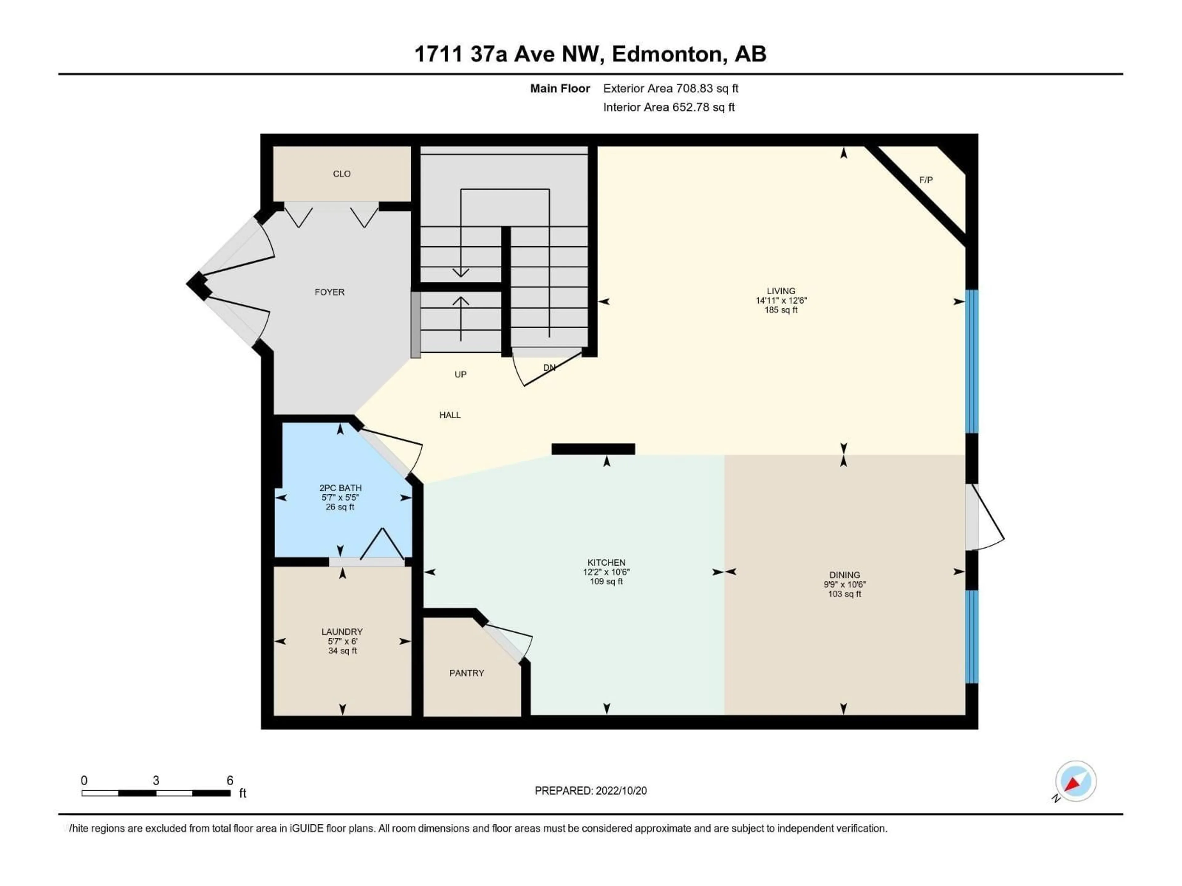 Floor plan for 1711 37A AV, Edmonton Alberta T6T1X9