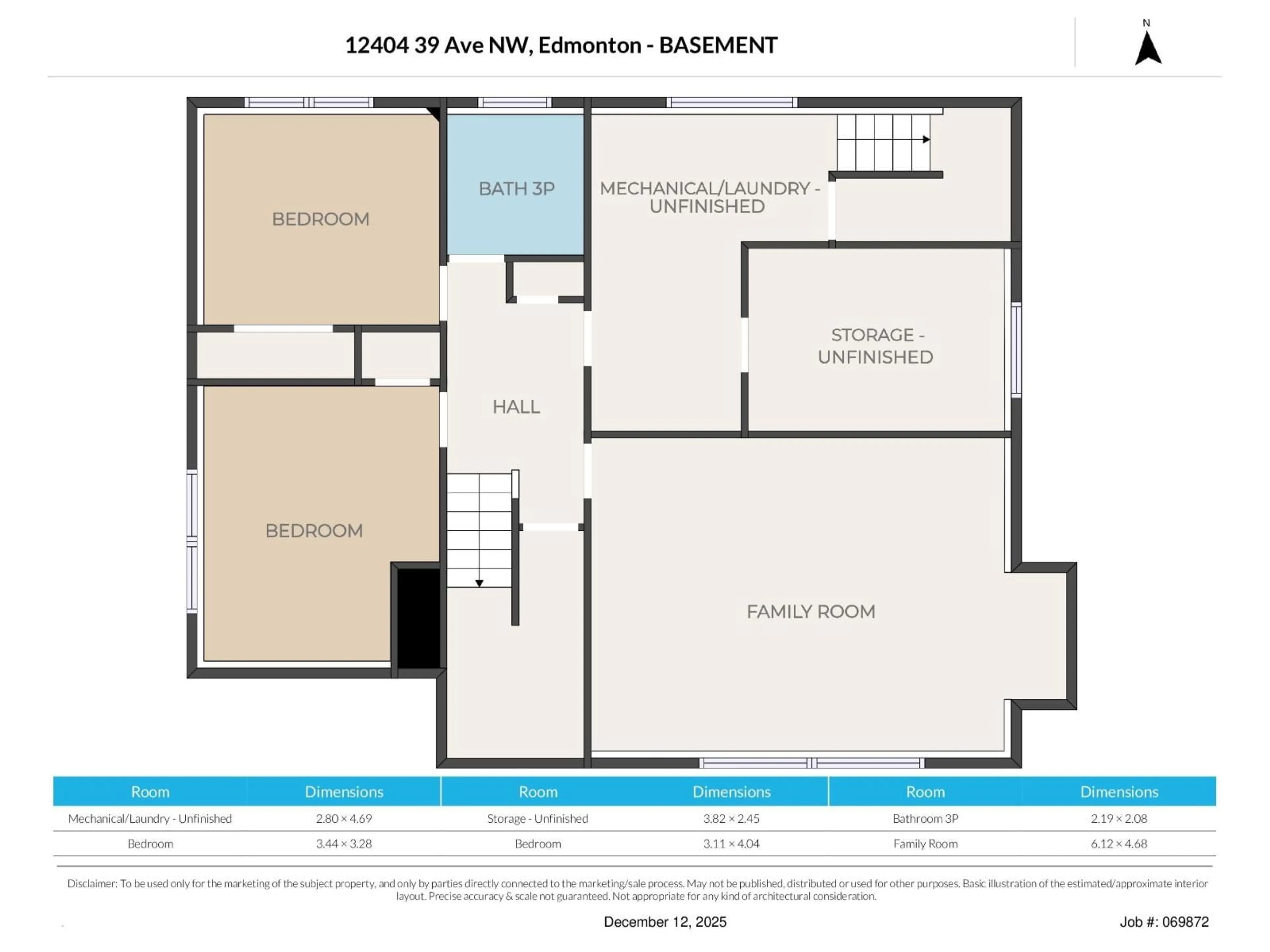 Floor plan for 12404 39 AV NW, Edmonton Alberta T6J0N2