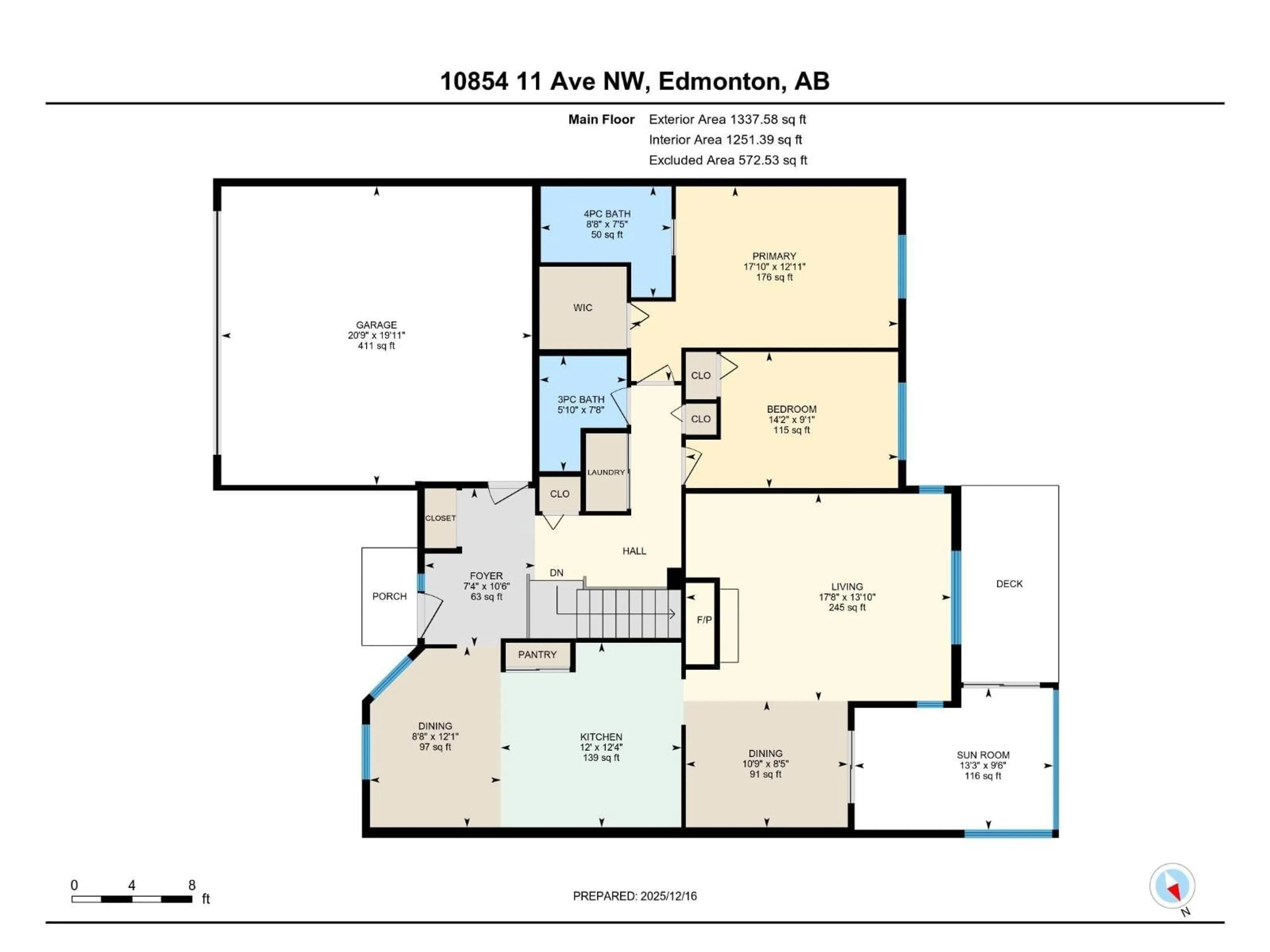 Floor plan for 10854 11 AV, Edmonton Alberta T6J6H9