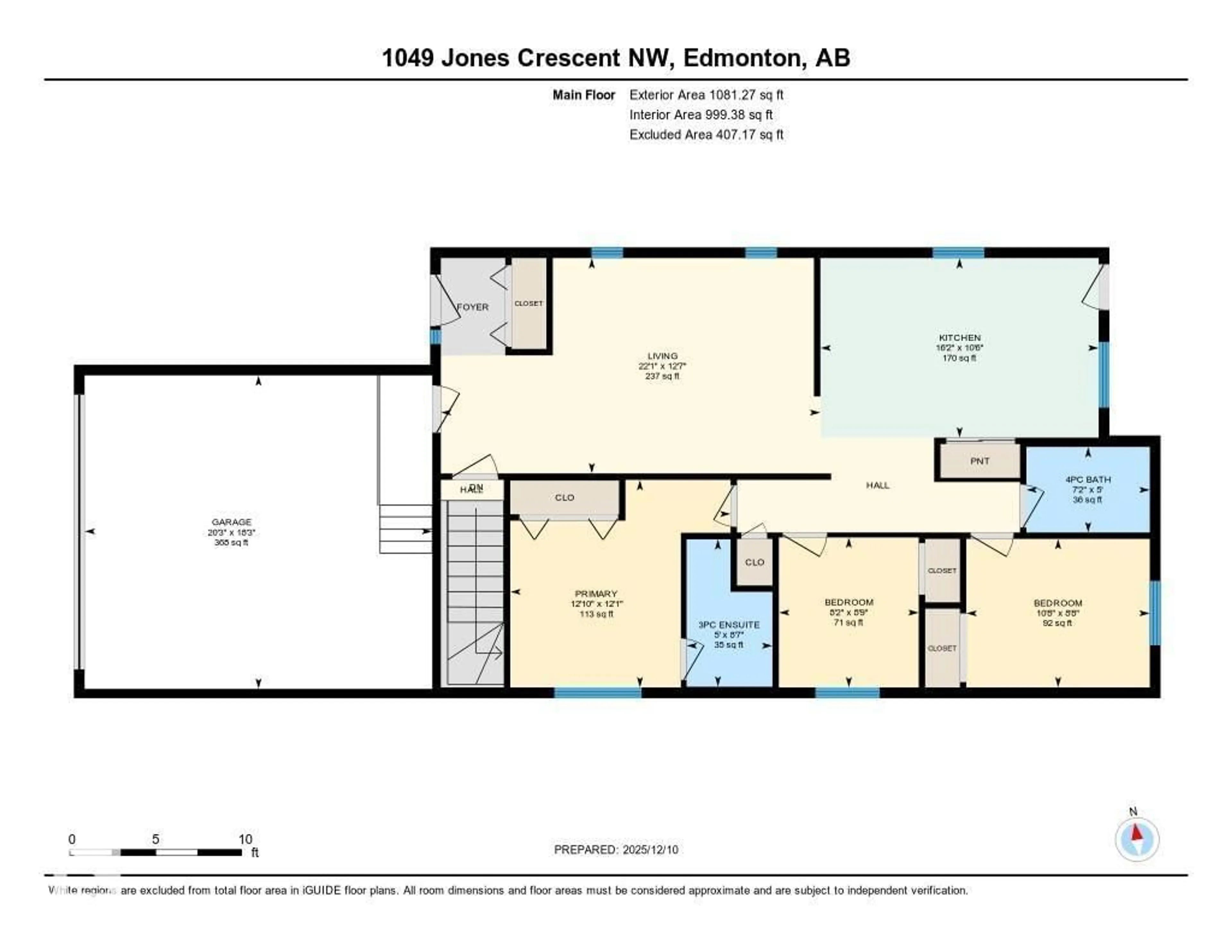 Floor plan for 1049 JONES CR, Edmonton Alberta T6L6Y2