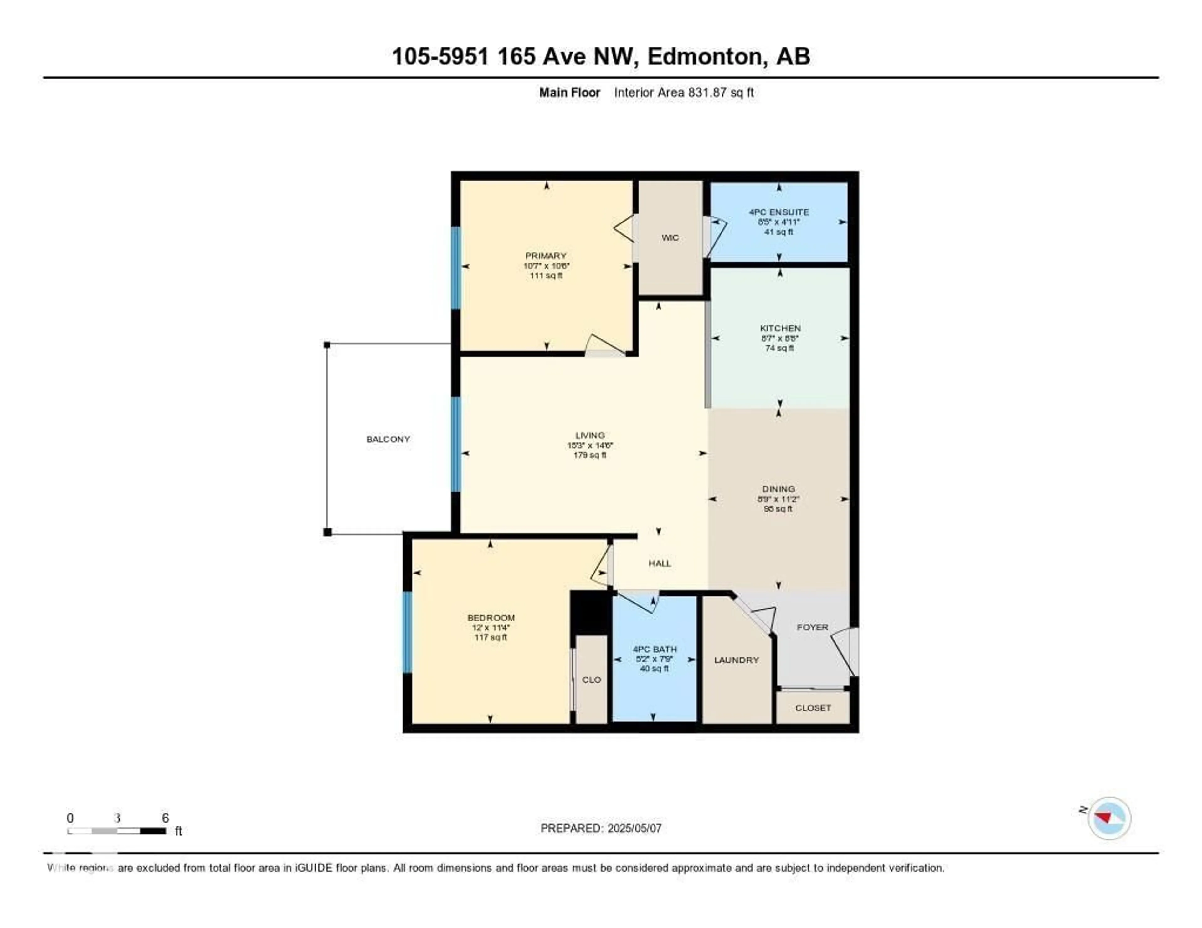 Floor plan for 105 - 5951 165 AV, Edmonton Alberta T5Y0J6