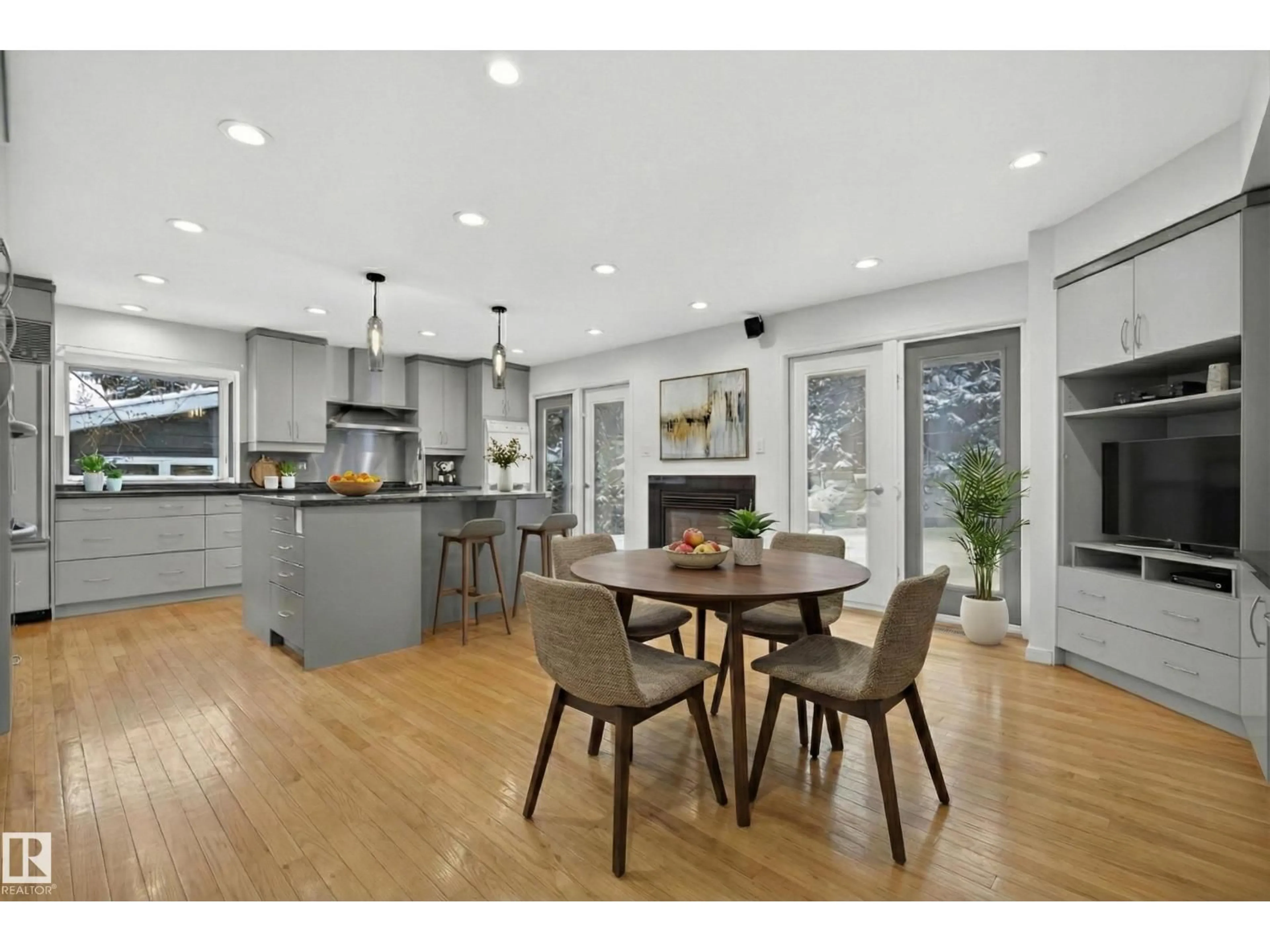 Open concept kitchen, wood/laminate floor for 7814 BUENA VISTA RD, Edmonton Alberta T5R5R4