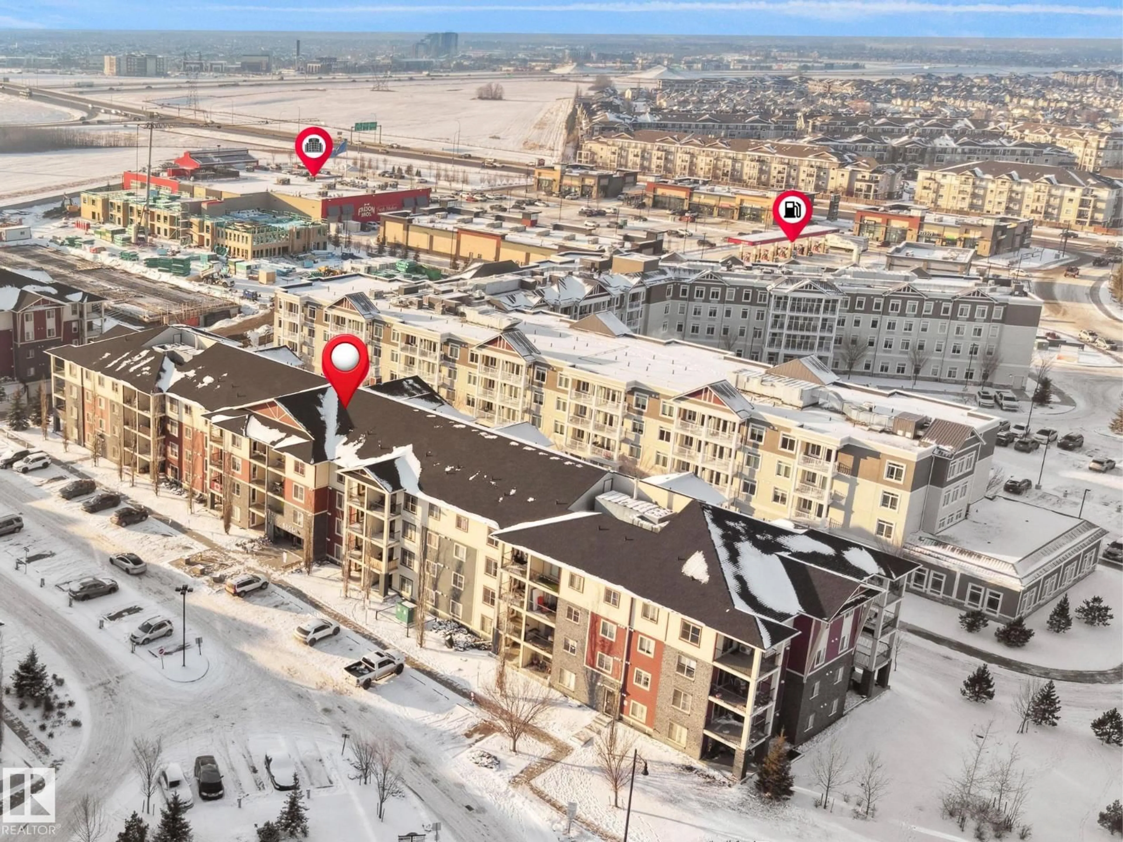 A pic from outside/outdoor area/front of a property/back of a property/a pic from drone, city buildings view from balcony for 5804 - 218 MULLEN PL, Edmonton Alberta T6R0W3