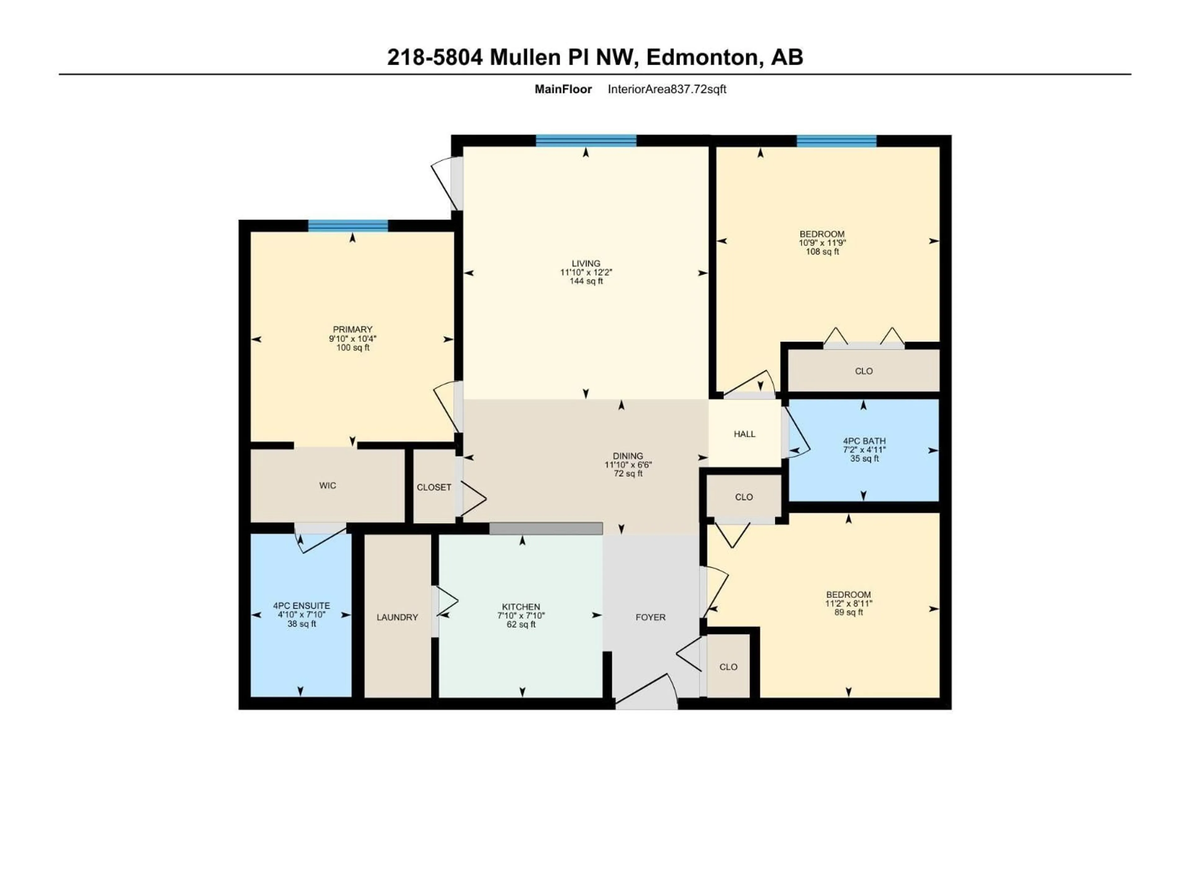 Floor plan for 5804 - 218 MULLEN PL, Edmonton Alberta T6R0W3