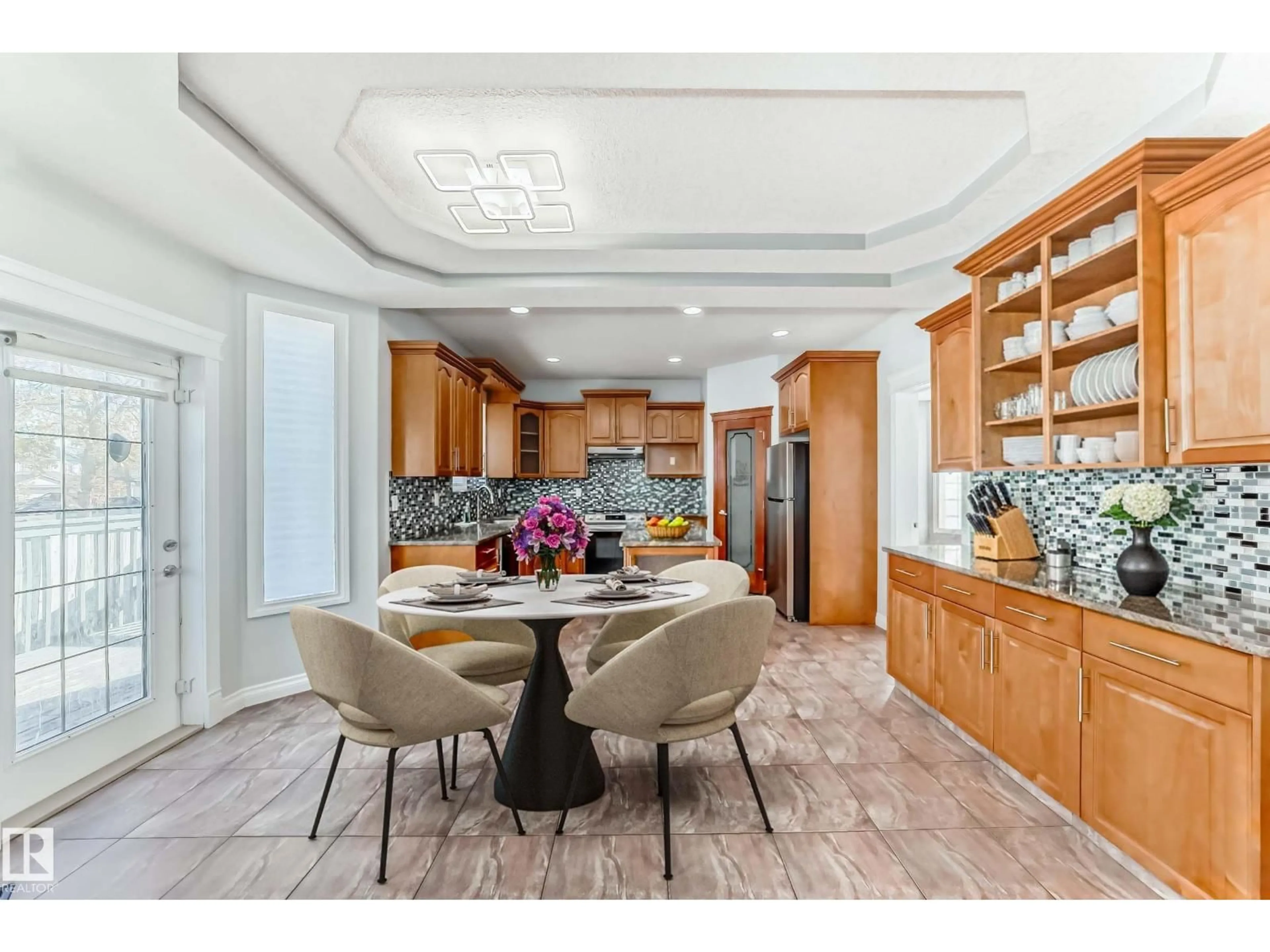 Open concept kitchen, ceramic/tile floor for 16003 134 ST NW, Edmonton Alberta T6V0B9