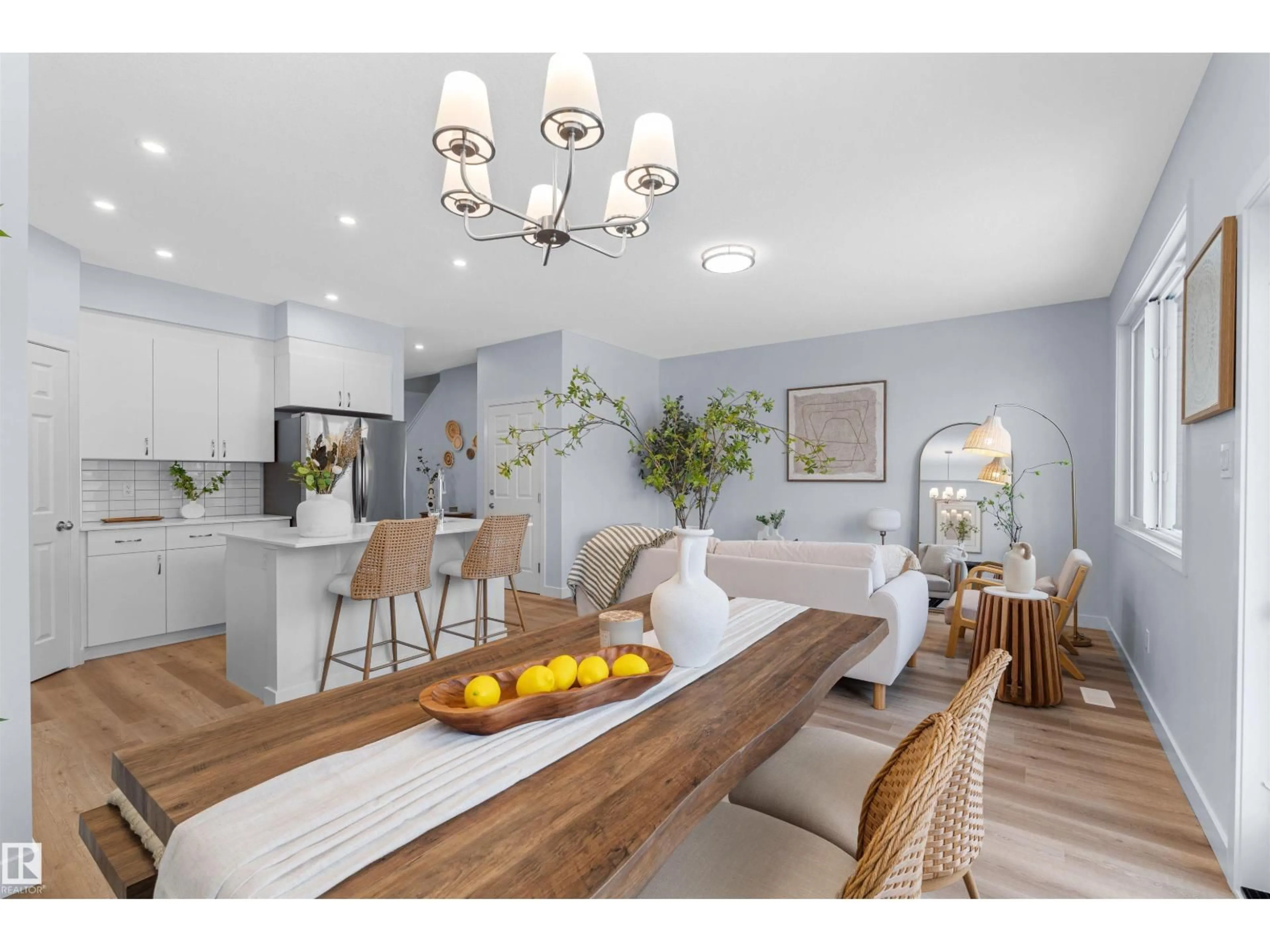 Open concept kitchen, wood/laminate floor for NW - 2013 209A ST, Edmonton Alberta T6M3C8