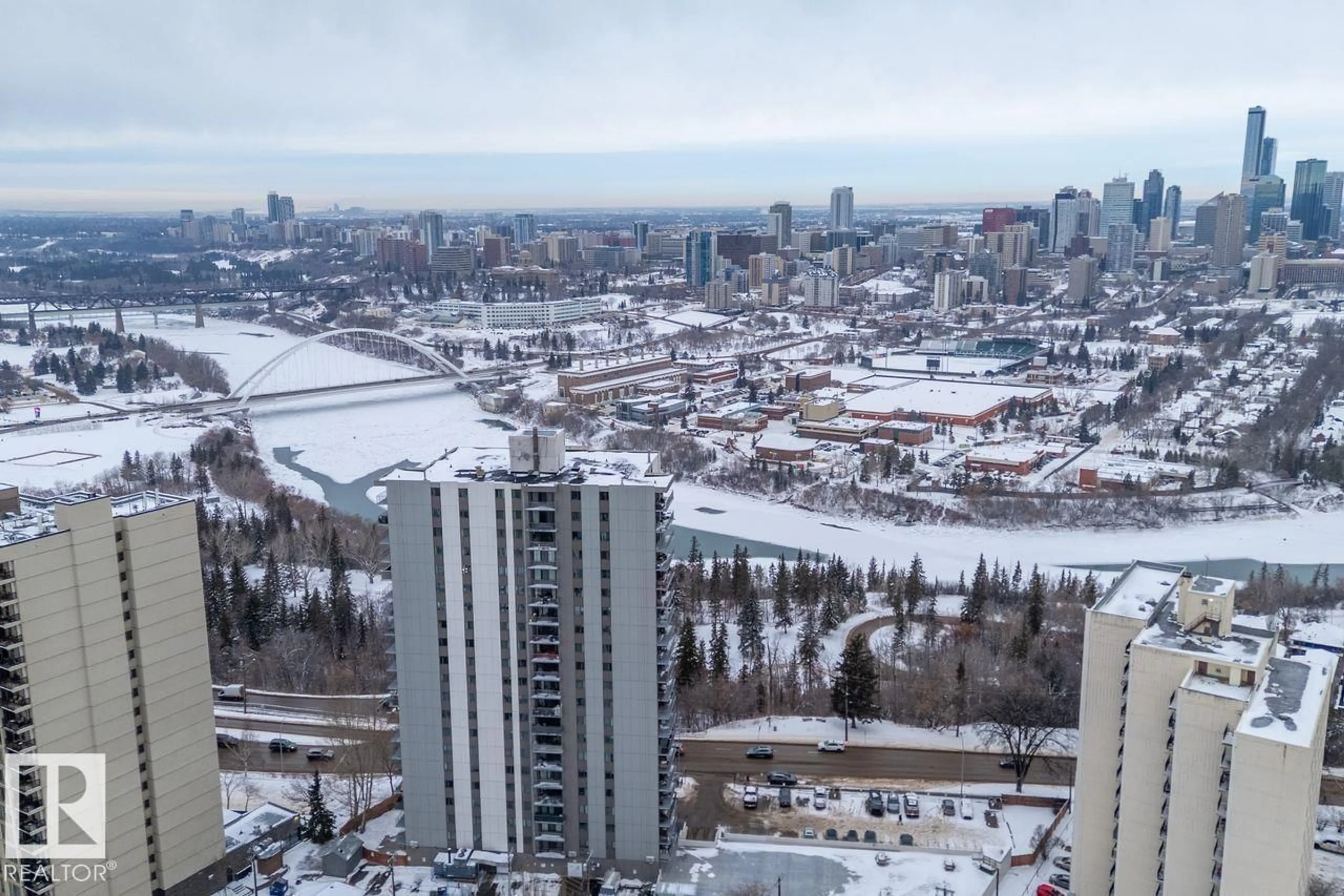 A pic from outside/outdoor area/front of a property/back of a property/a pic from drone, city buildings view from balcony for 1605 SASKATCHEWAN DR, Edmonton Alberta T6E4Y9