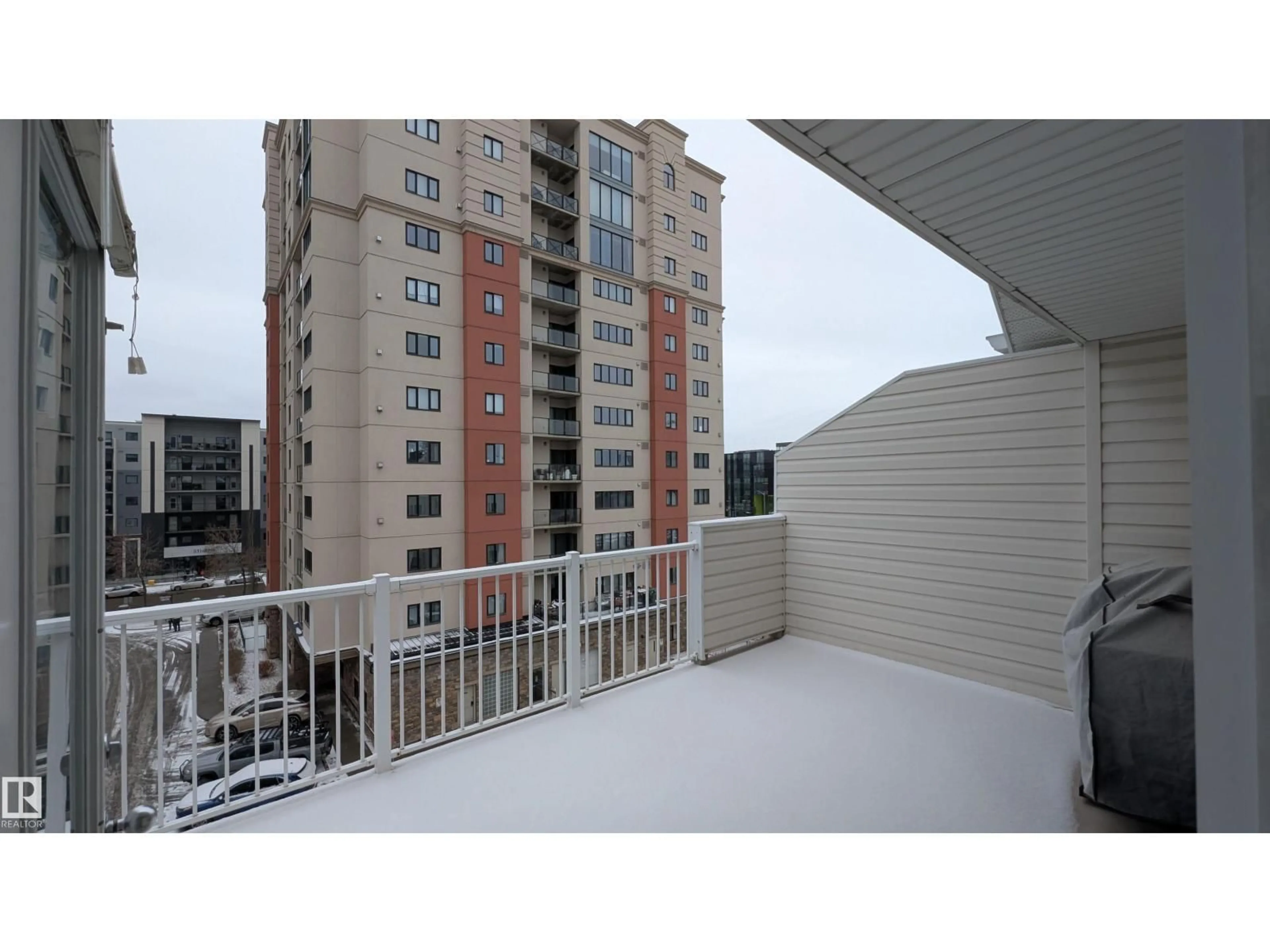 Balcony in the apartment, city buildings view from balcony for 500 10311 111 ST NW, Edmonton Alberta T5K2Y8