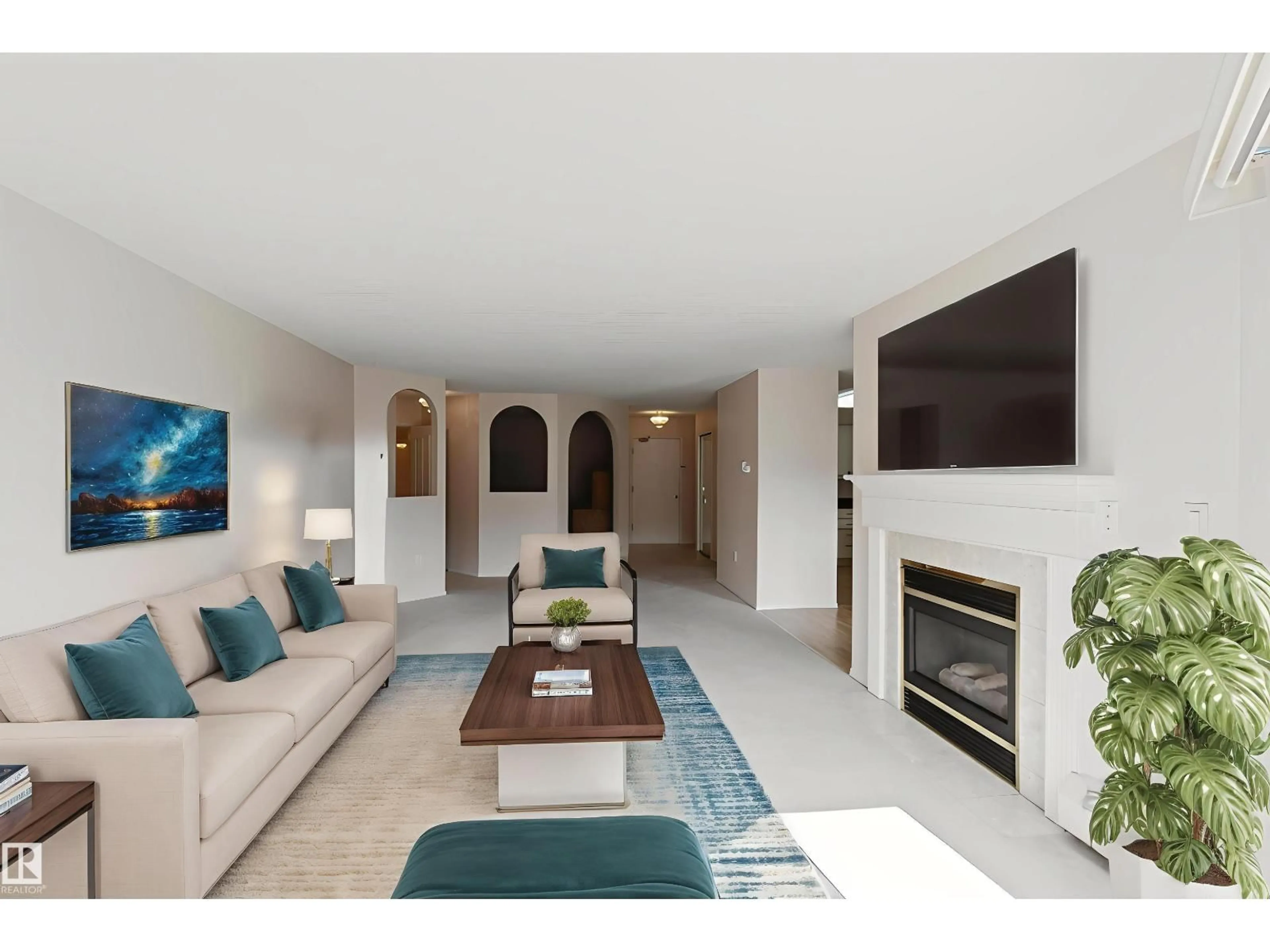 Living room with furniture, ceramic/tile floor for #312 - 15499 CASTLE DOWNS RD, Edmonton Alberta T5X5Y3