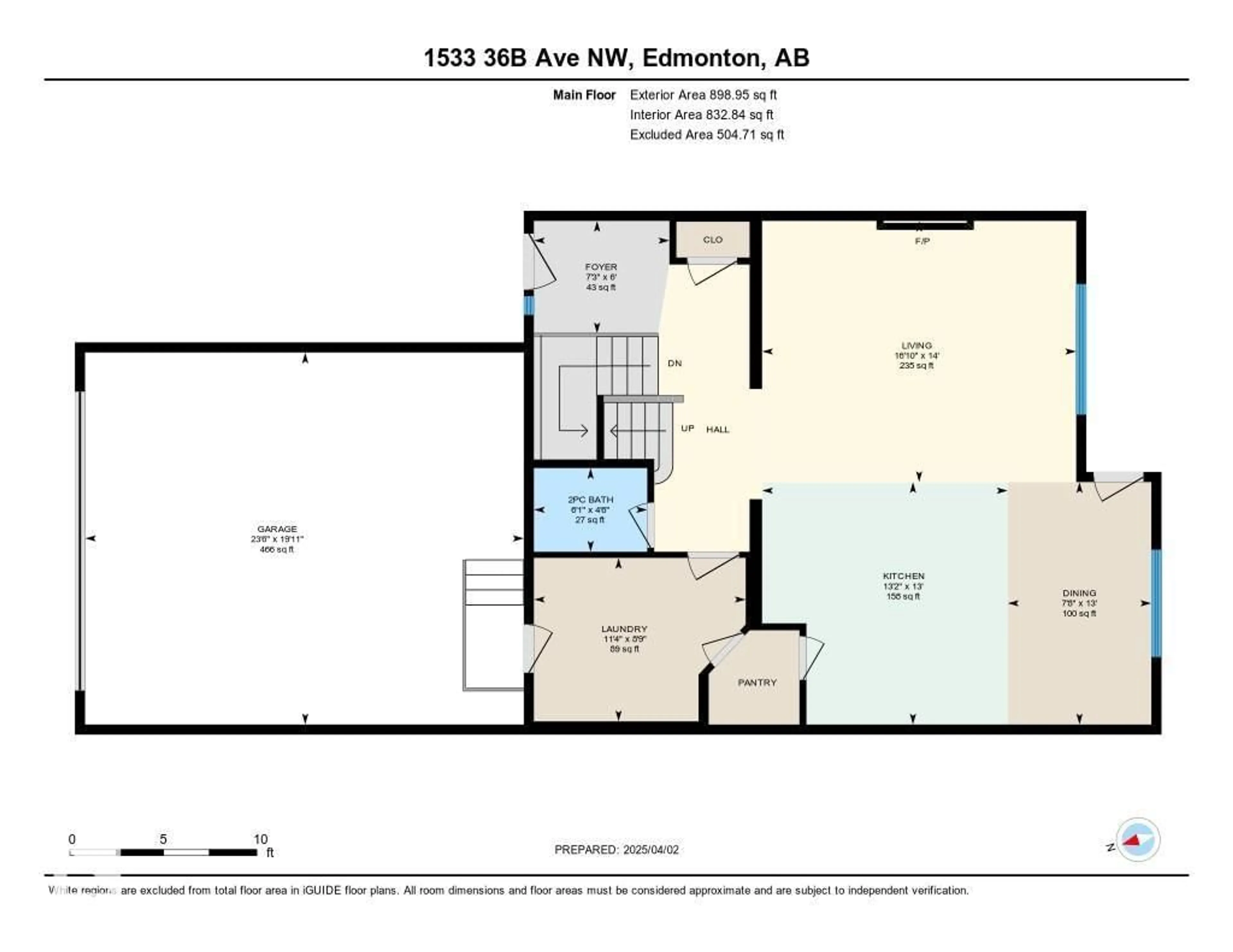 Floor plan for NW - 1533 36B AV, Edmonton Alberta T6T0M4