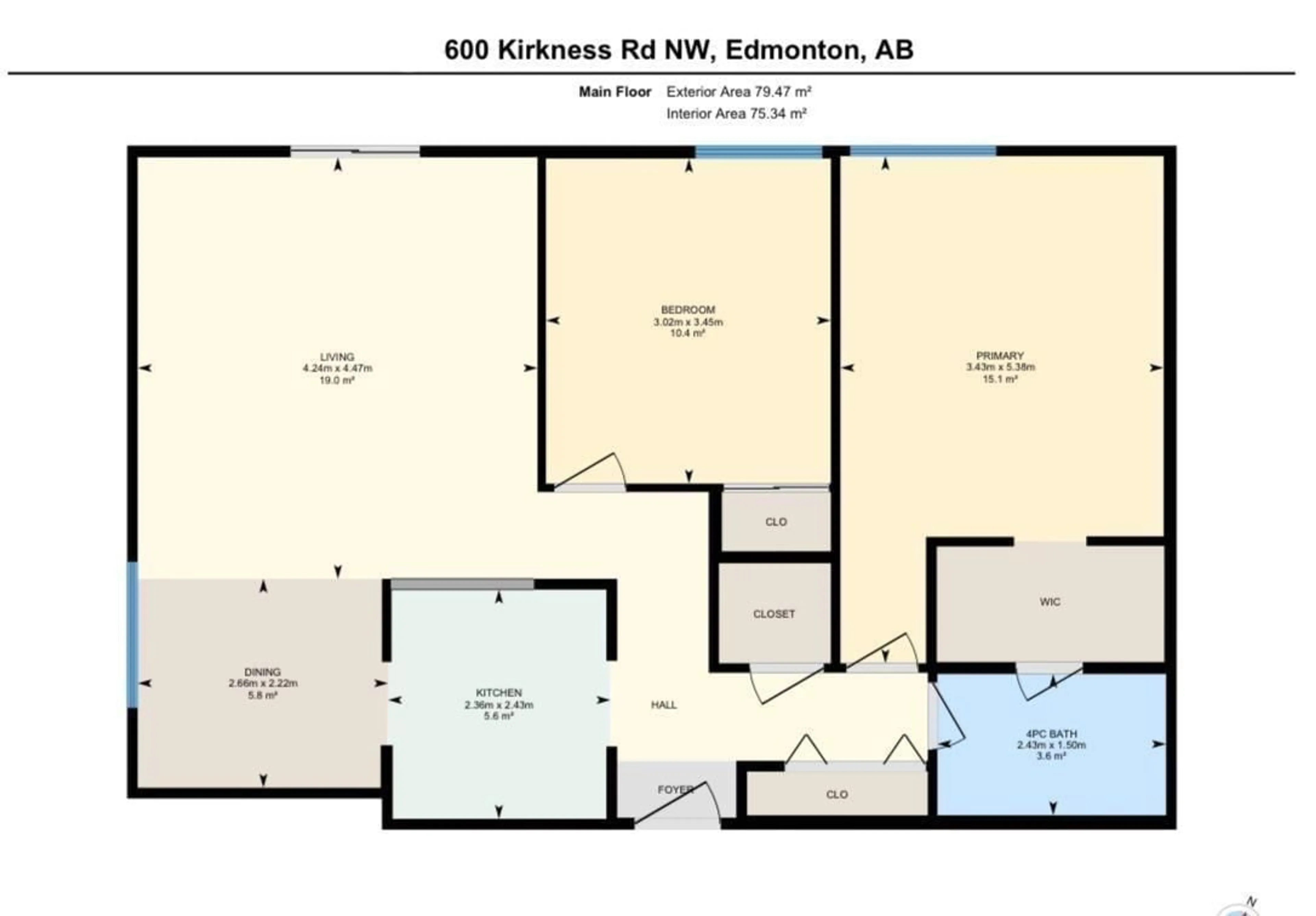 Floor plan for #215 - 600 KIRKNESS RD, Edmonton Alberta T5Y2H5