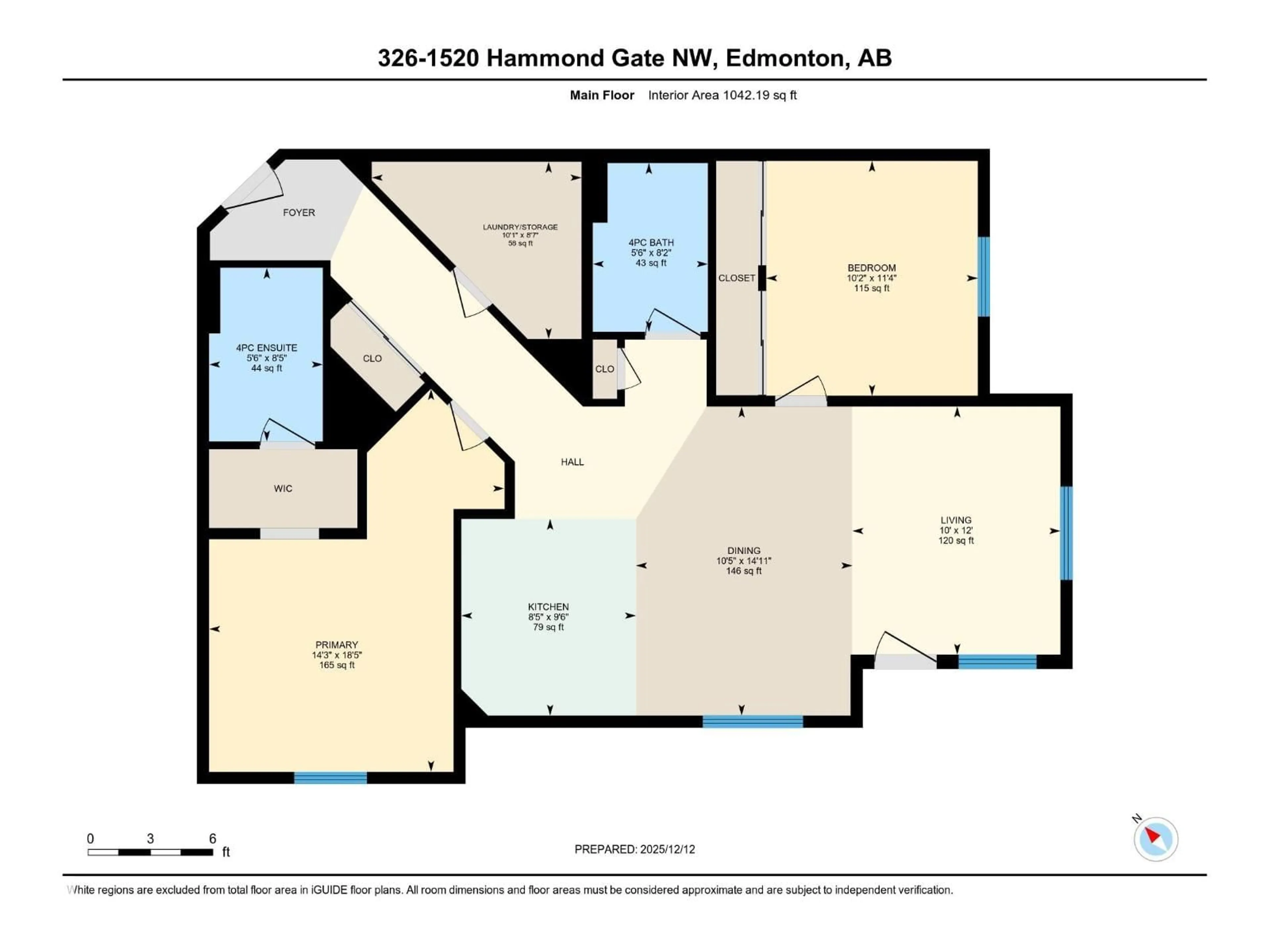 Floor plan for #326 - 1520 HAMMOND GATE, Edmonton Alberta T6M0J4