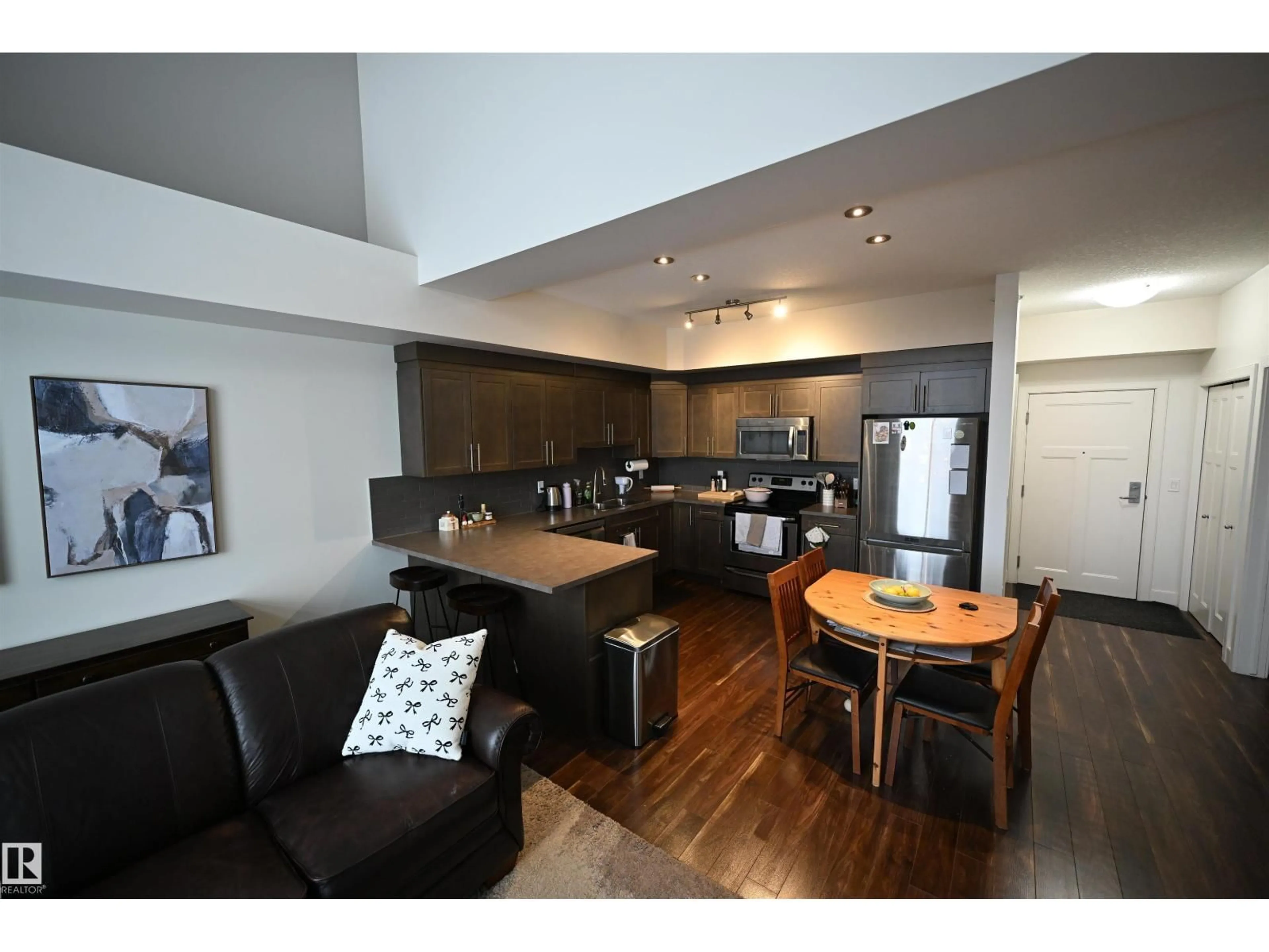 Open concept kitchen, wood/laminate floor for #302 - 279 WYE RD, Sherwood Park Alberta T8B0A7
