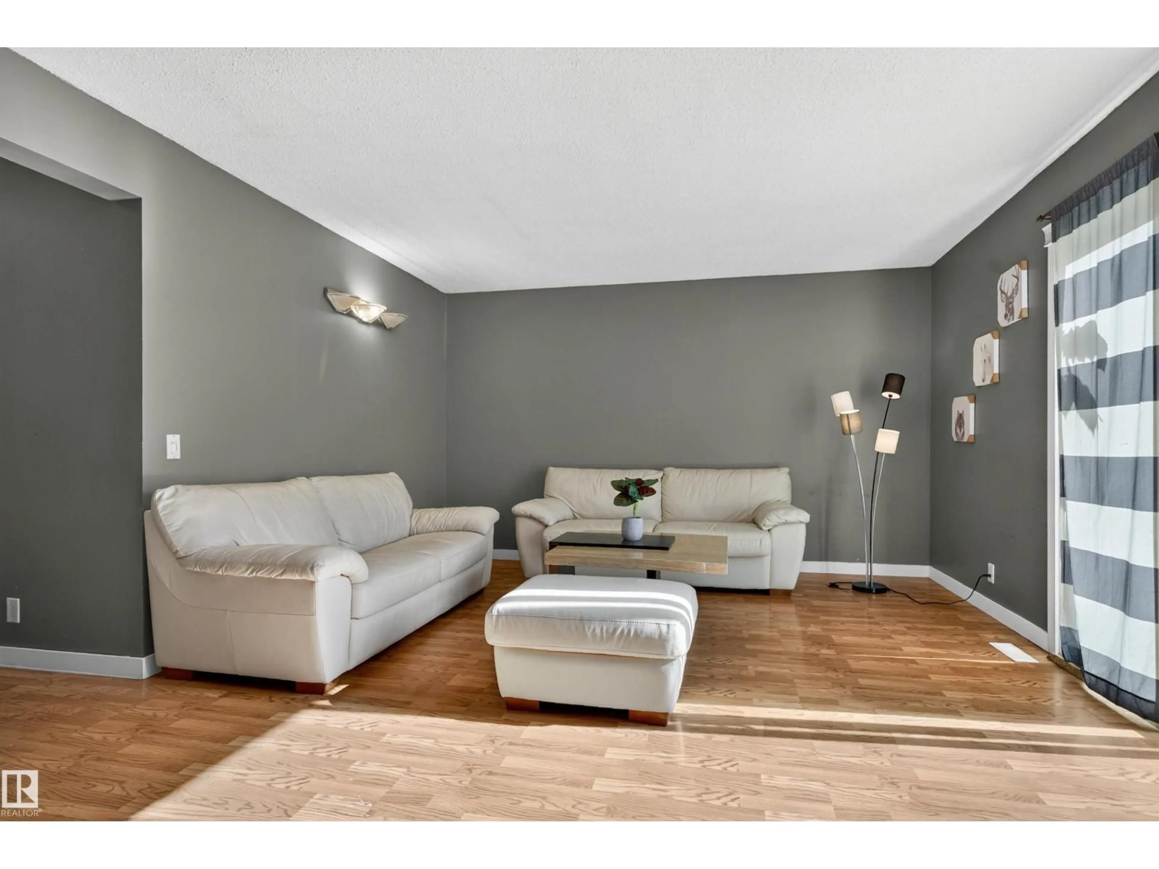 Living room with furniture, wood/laminate floor for NW - 14017 121 ST, Edmonton Alberta T5X4H8