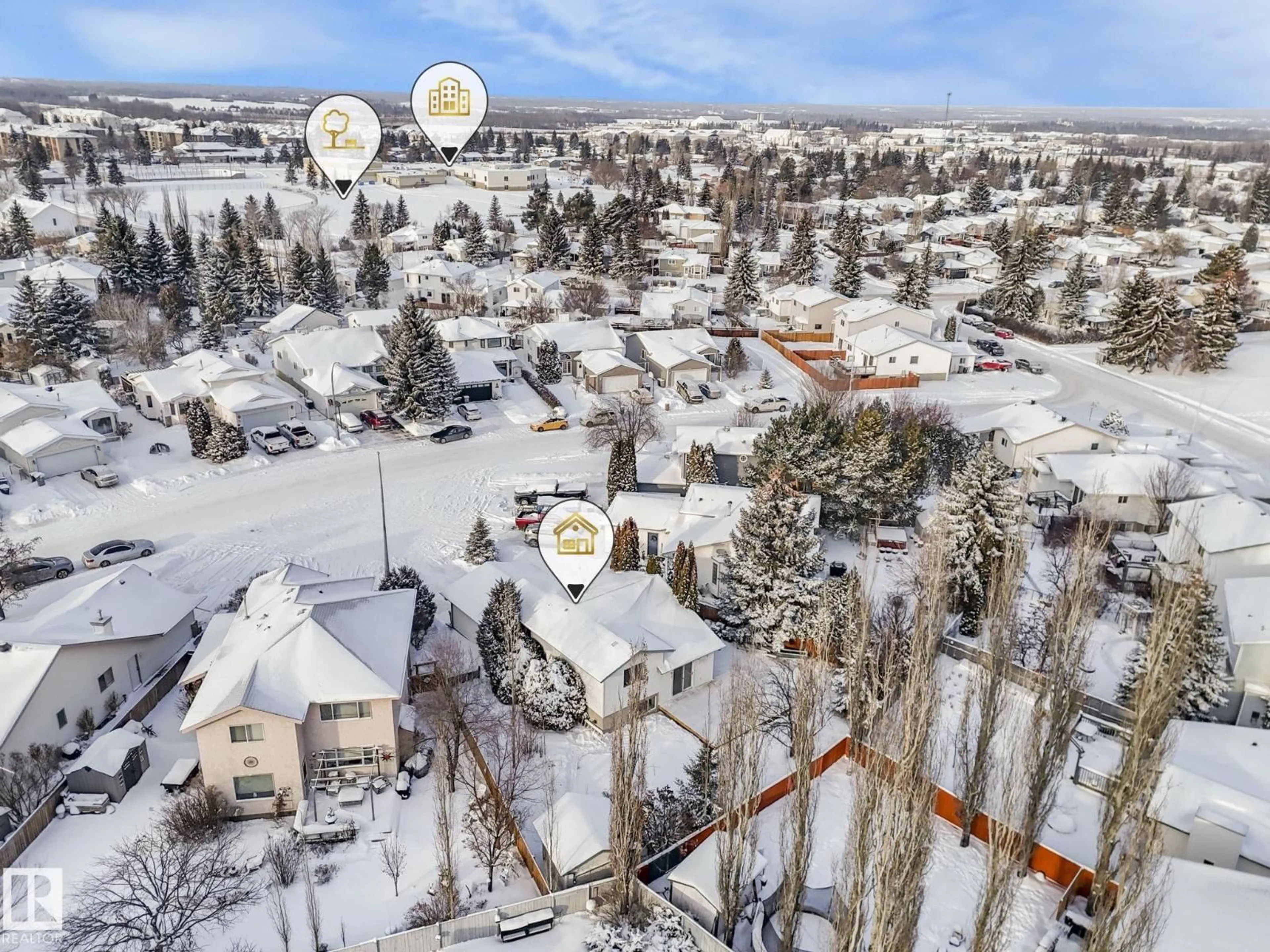 A pic from outside/outdoor area/front of a property/back of a property/a pic from drone, mountain view for 49 ABERDEEN WY, Stony Plain Alberta T7Z1K2