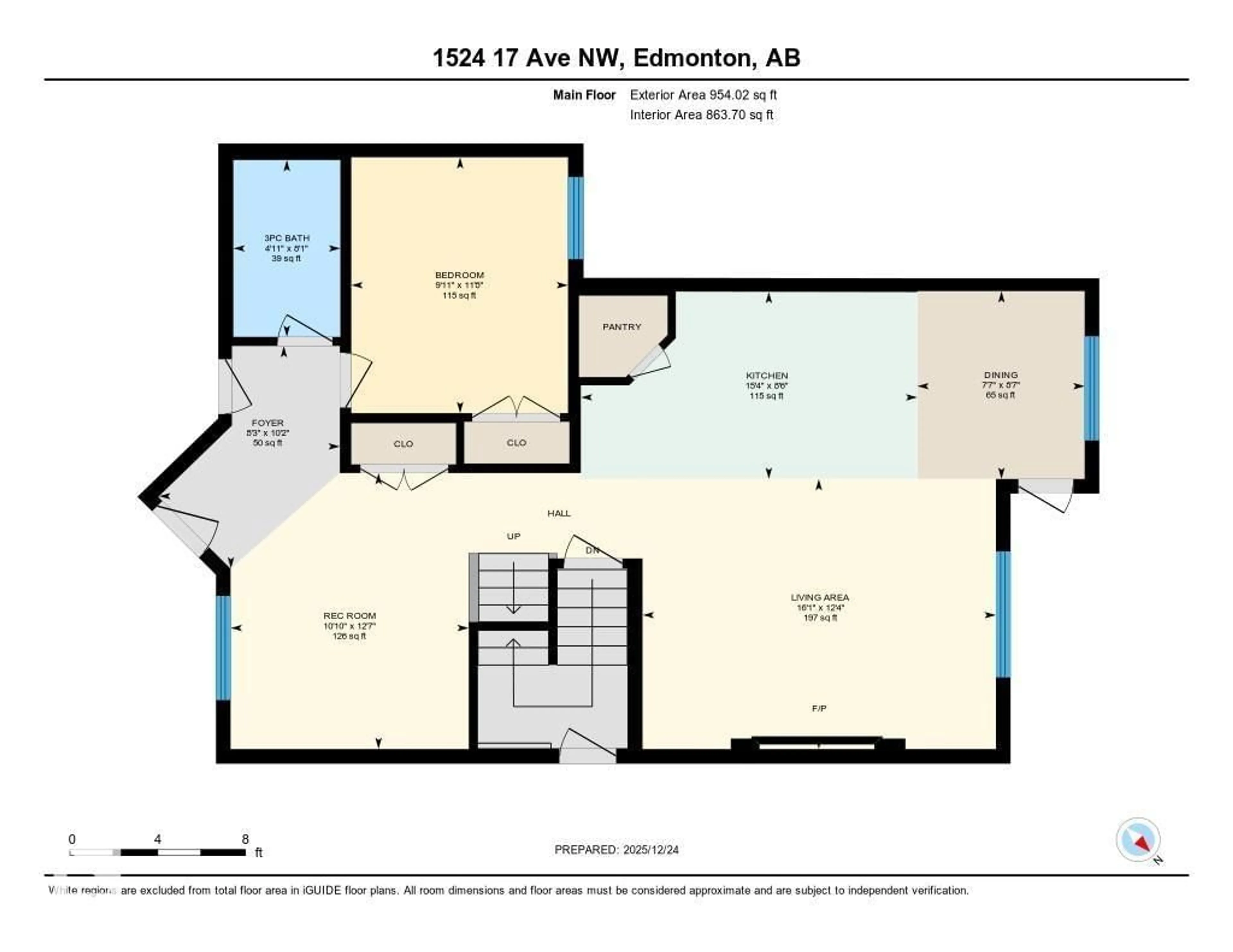 Floor plan for 1524 17 AV, Edmonton Alberta T6T2R9