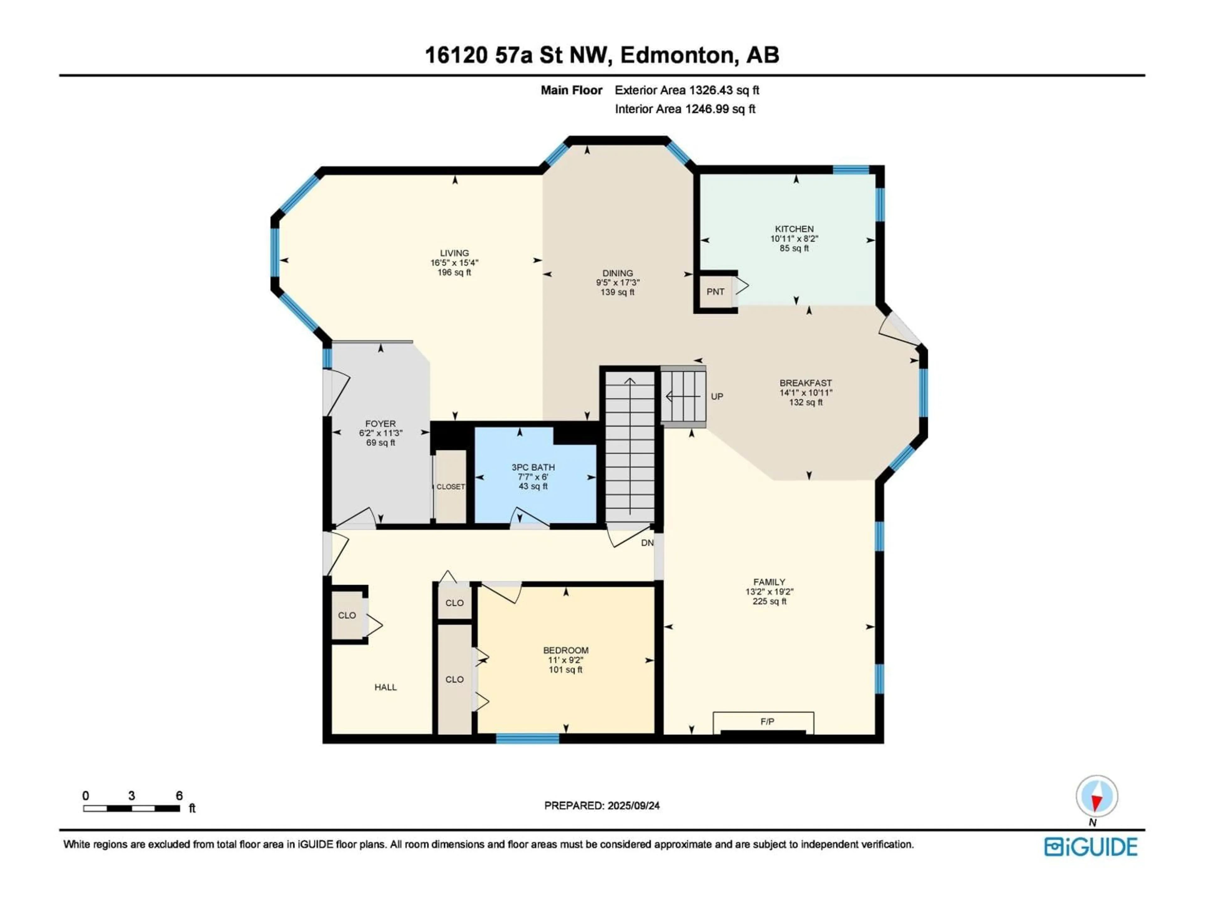 Floor plan for 16120 57A ST NW, Edmonton Alberta T5Y2T1