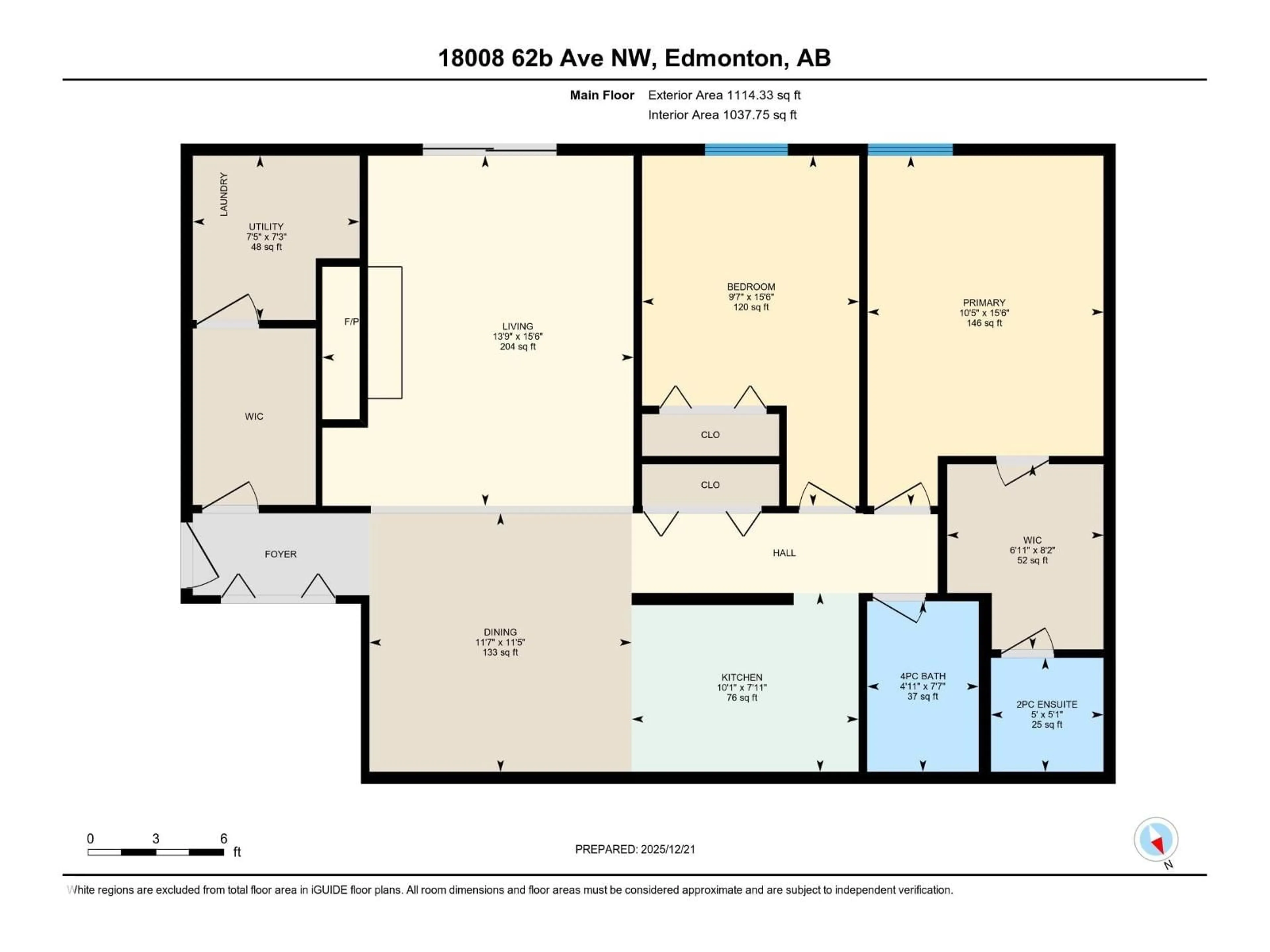 Floor plan for #104 - 18008 62B AV, Edmonton Alberta T5T3C1