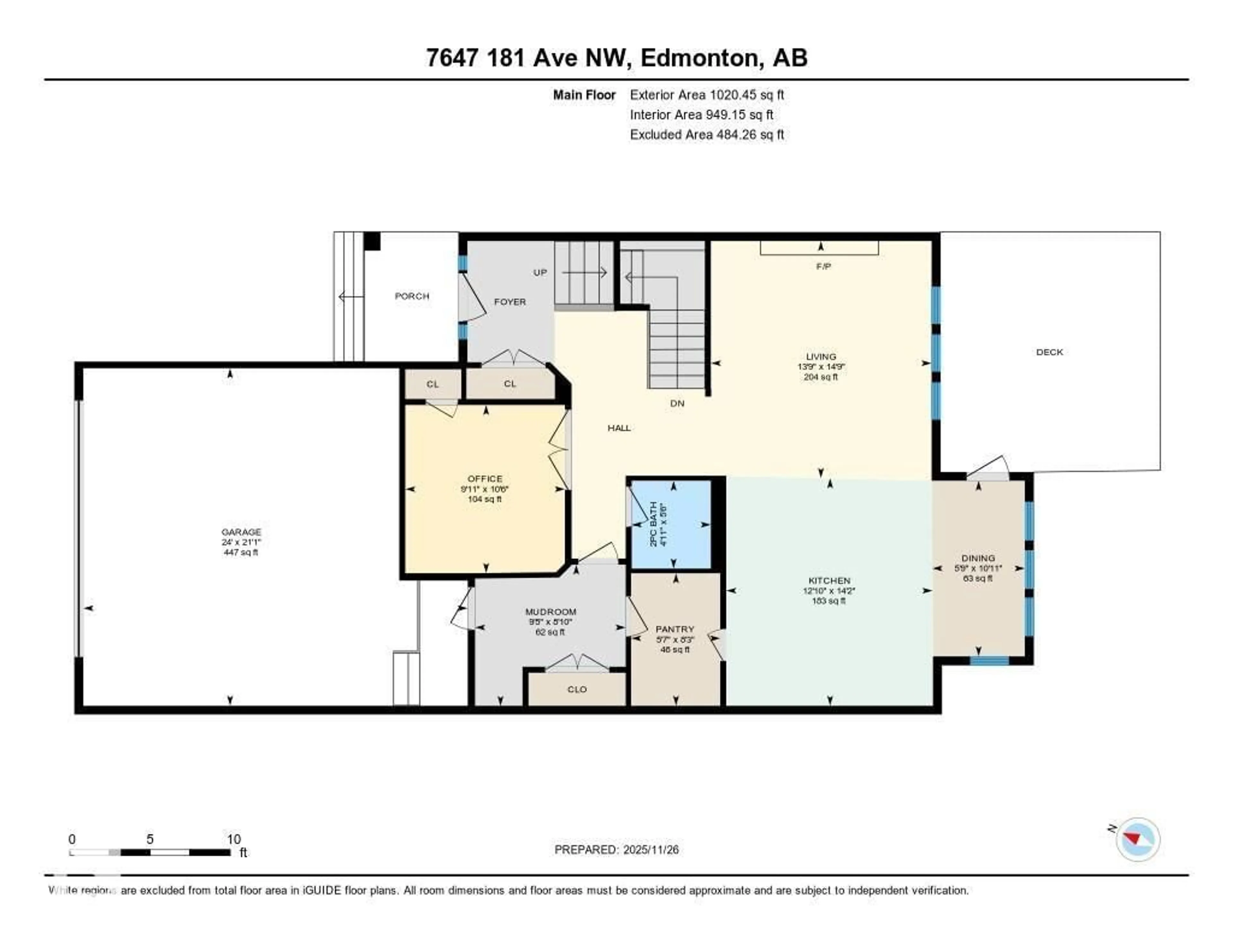 Floor plan for 7647 181 AV, Edmonton Alberta T5Z0L8