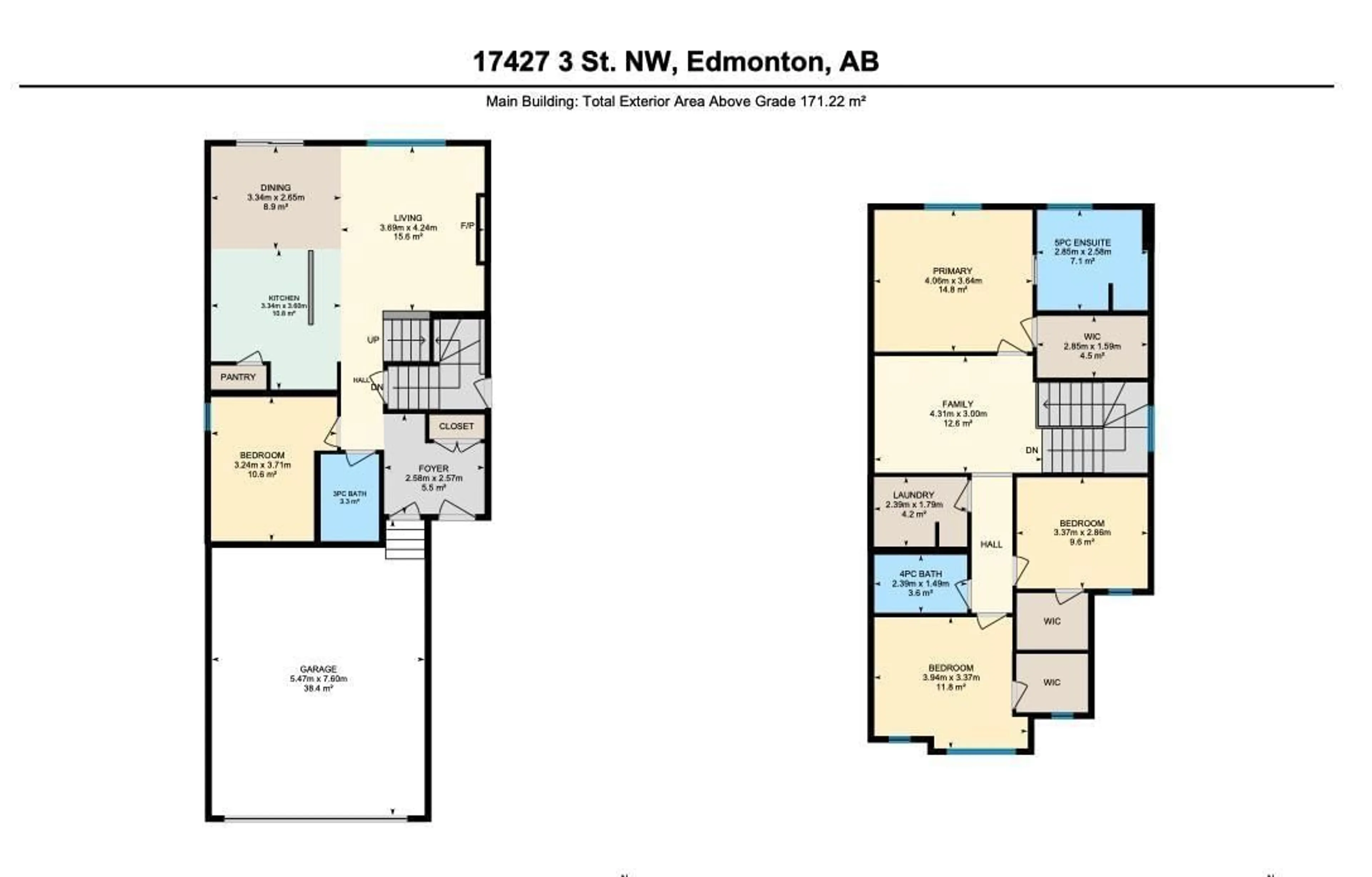 Floor plan for NW - 17427 3 ST, Edmonton Alberta T5Y4G7