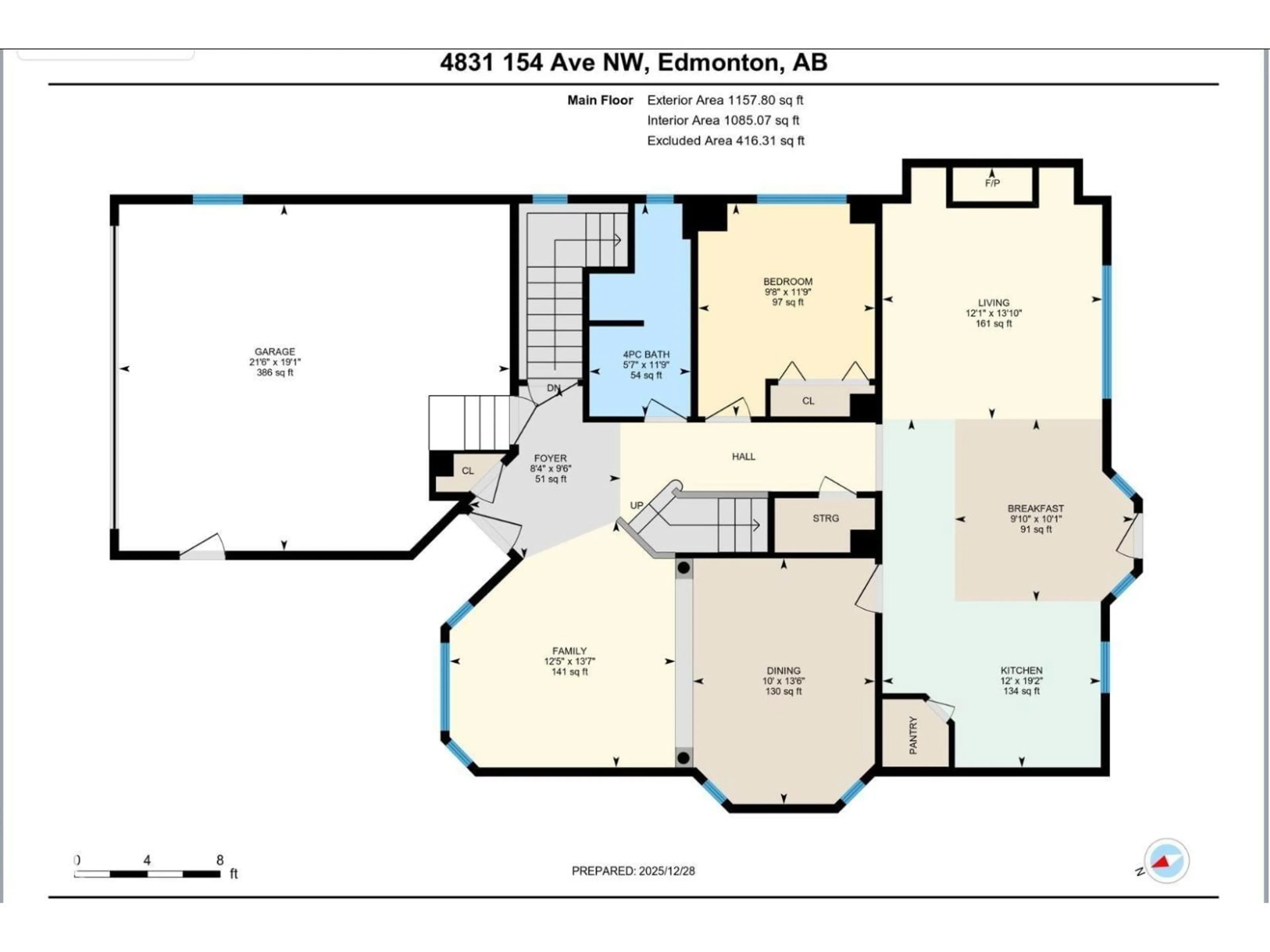 Floor plan for NW - 4831 154 AVE, Edmonton Alberta T5Y0C1
