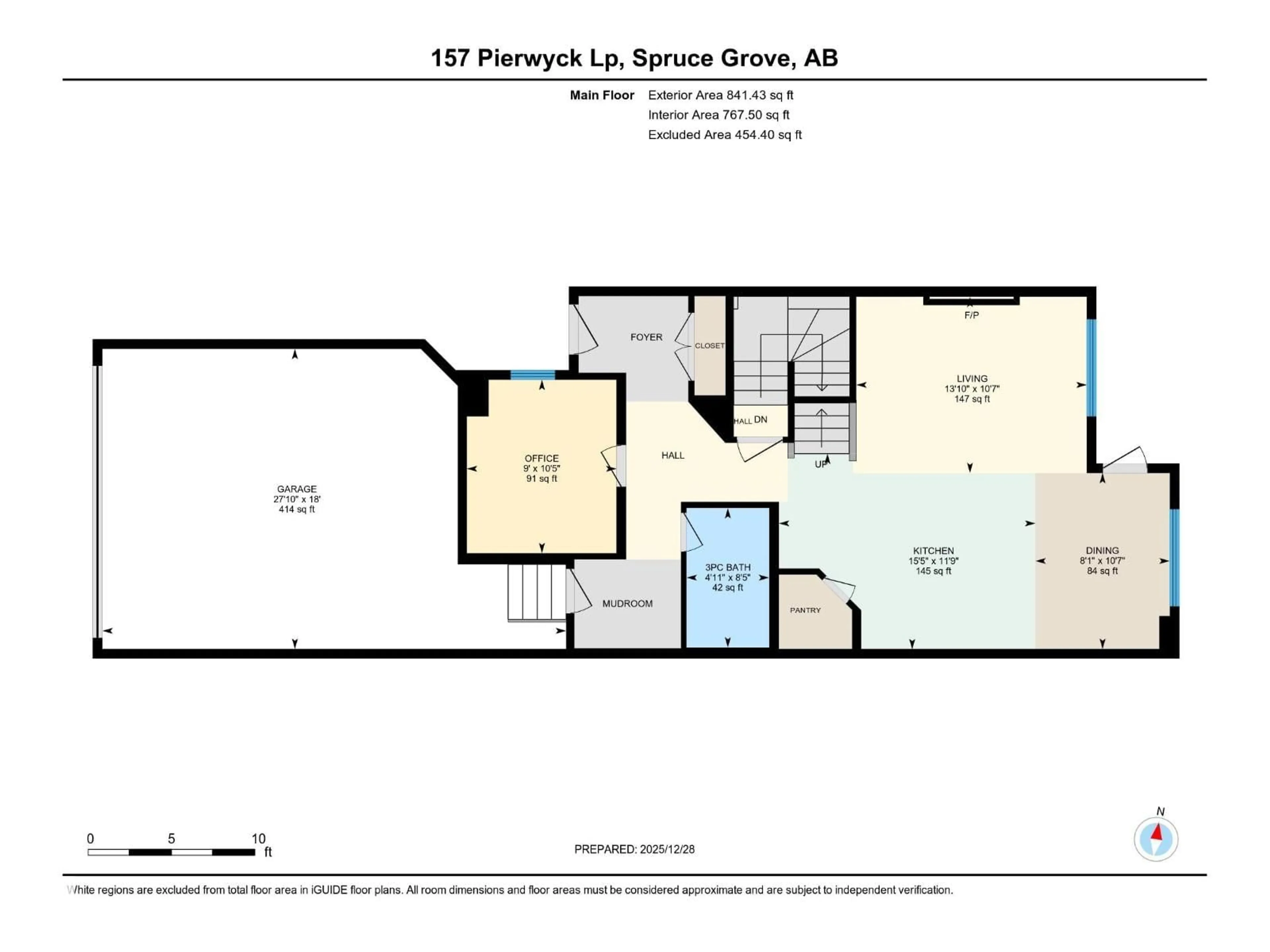 Floor plan for 157 PIERWYCK LO, Spruce Grove Alberta T7X4G3