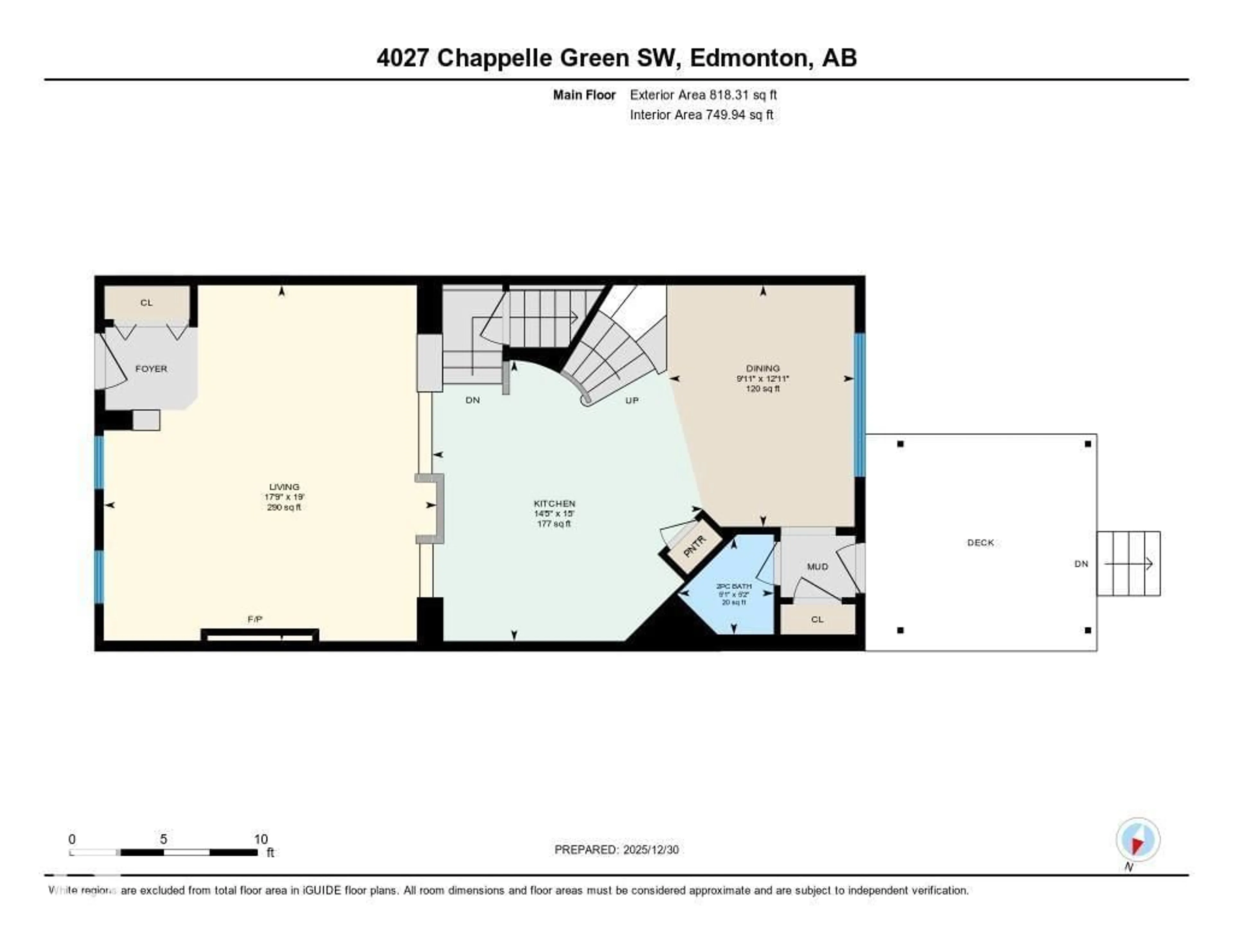 Floor plan for SW - 4027 CHAPPELLE GREEN GR, Edmonton Alberta T6W4B3