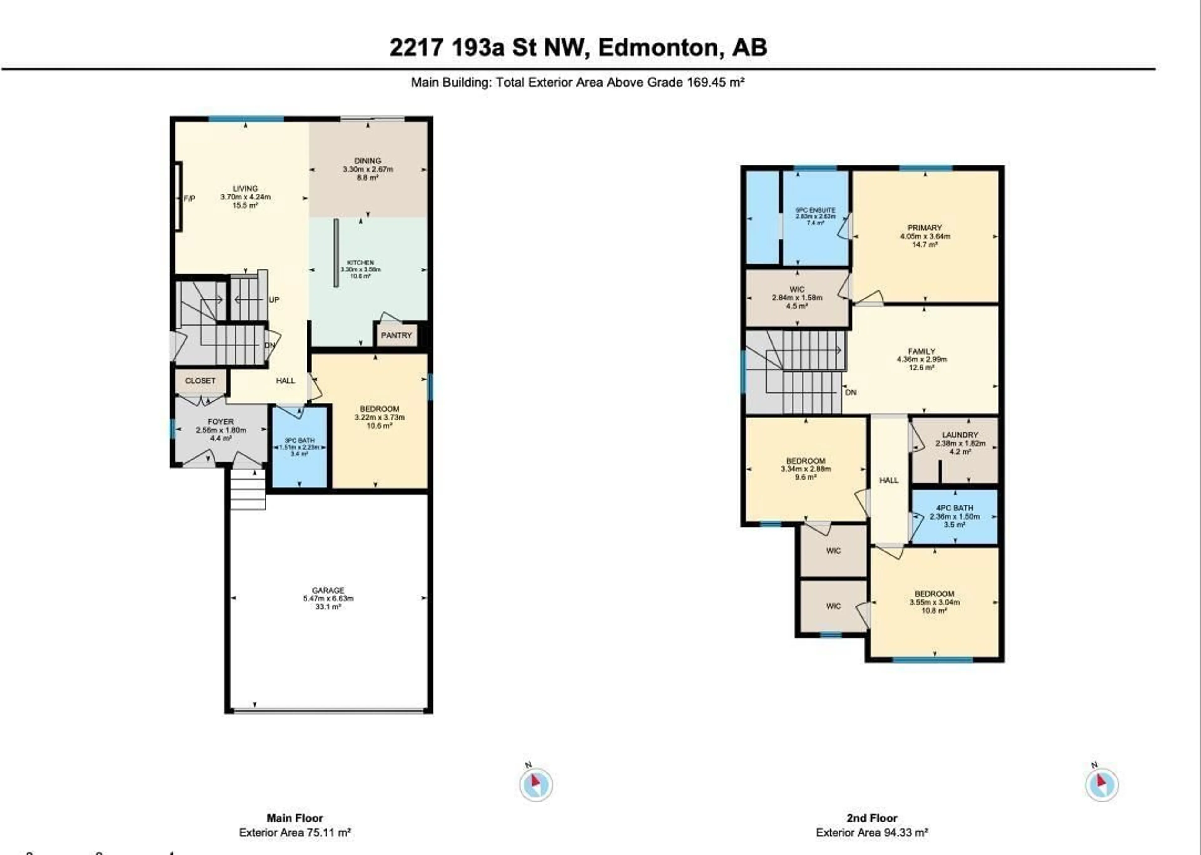 Floor plan for NW - 2217 193A ST, Edmonton Alberta T6M3B7