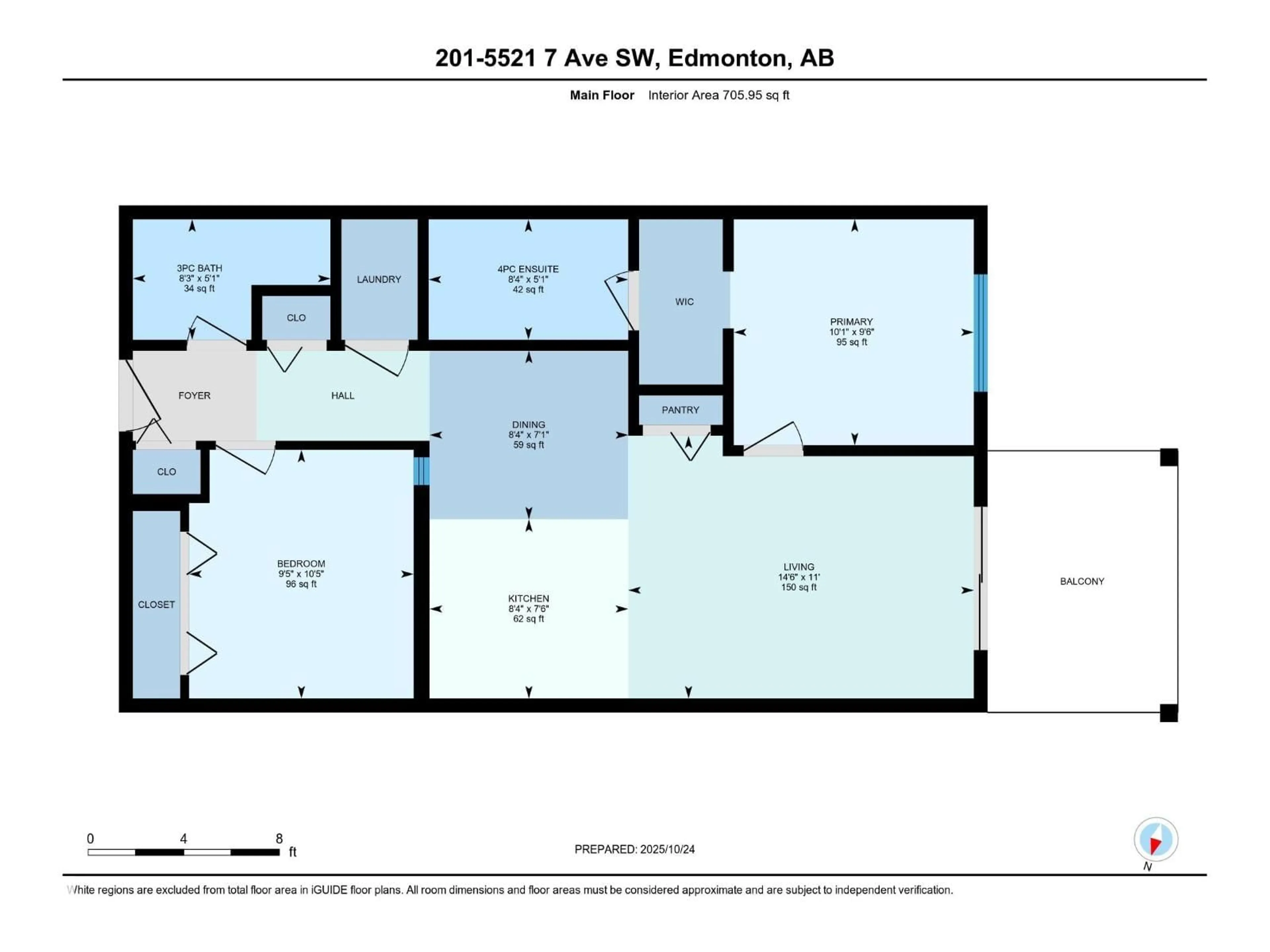 Floor plan for 206 - 5521 7 AV SW, Edmonton Alberta T6X2A8