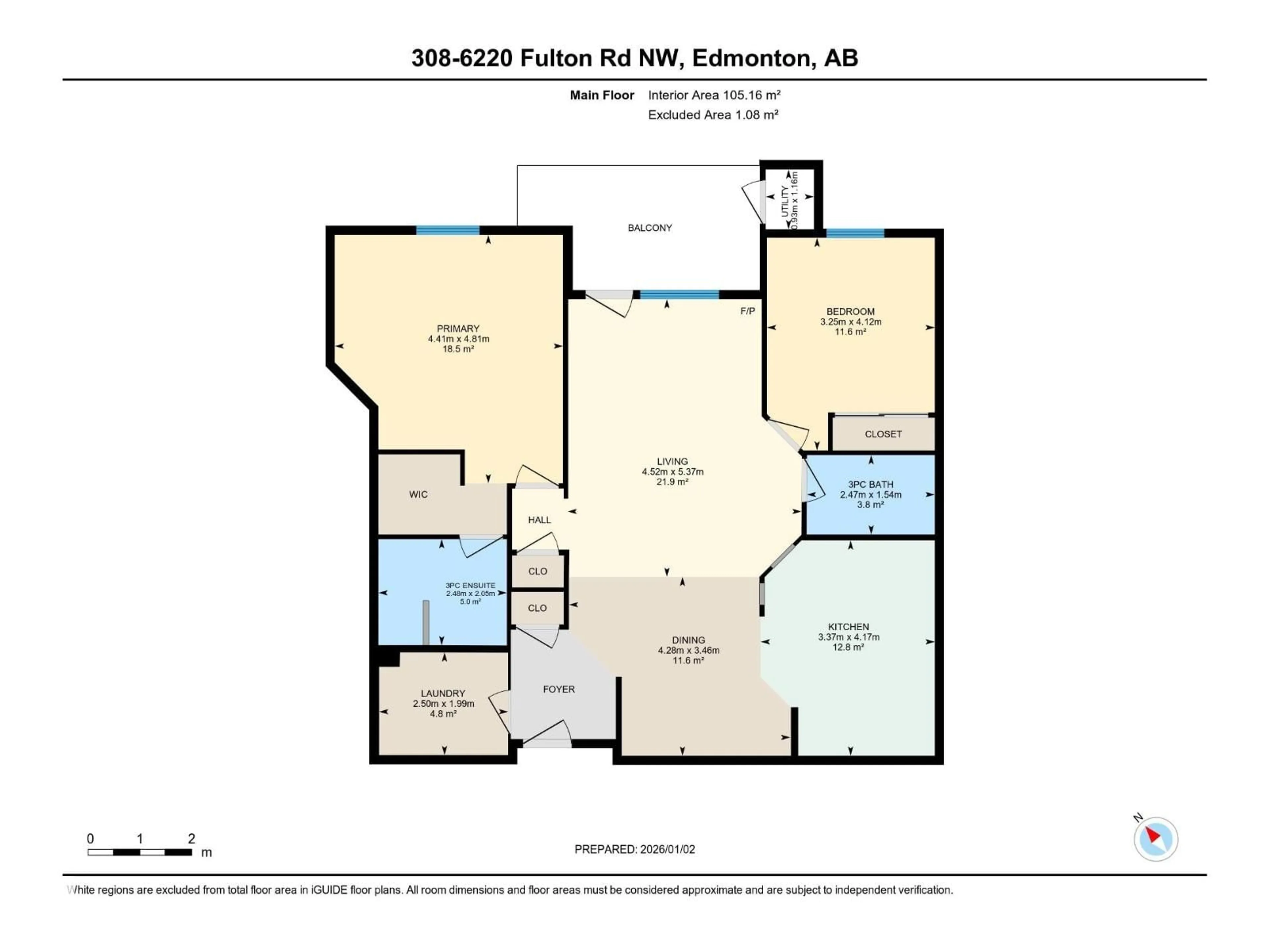 Floor plan for #308 - 6220 FULTON RD, Edmonton Alberta T6A3T4