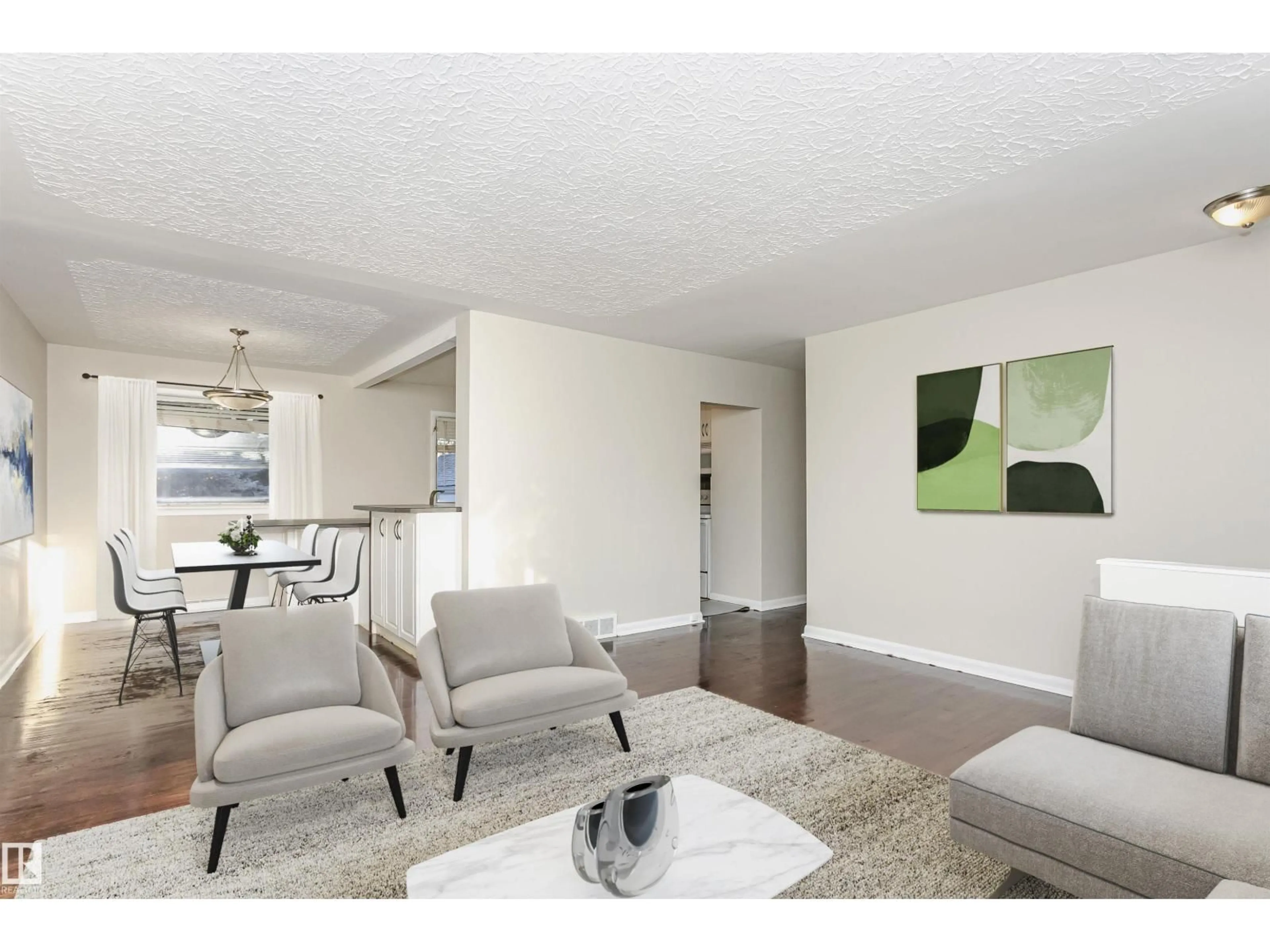 Living room with furniture, wood/laminate floor for 15702 92A AV, Edmonton Alberta T5R5E9