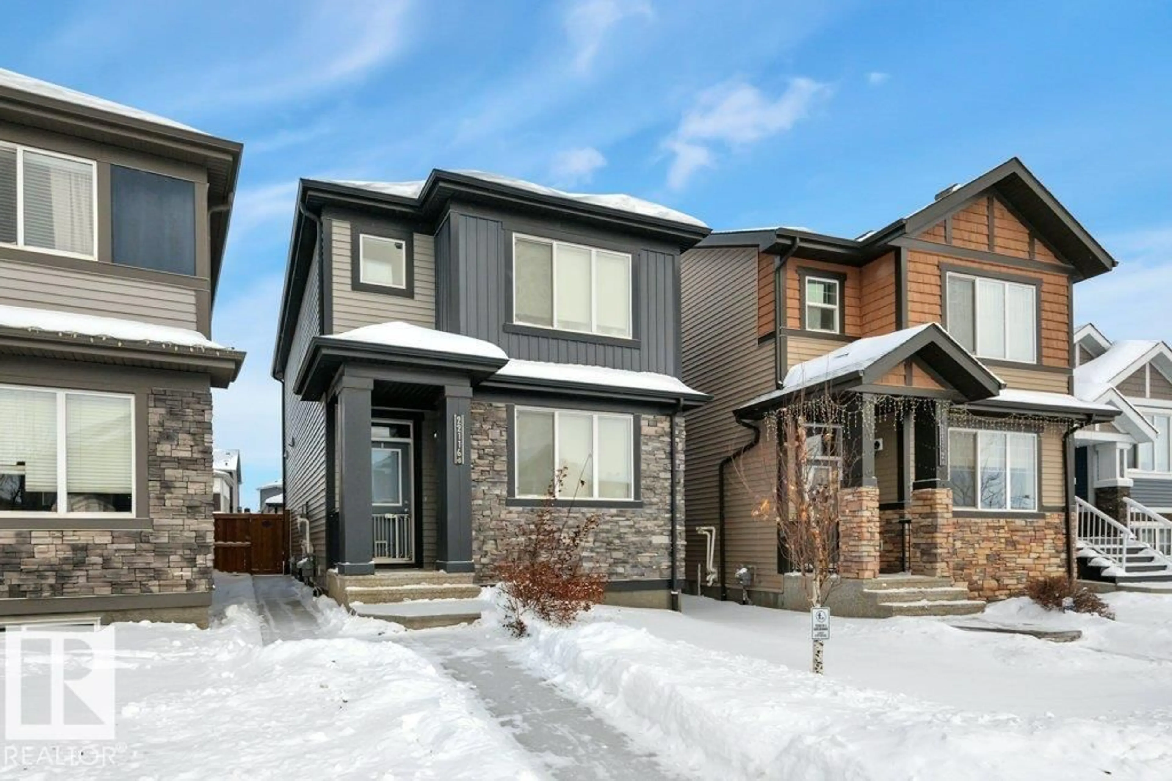 Home with brick exterior material, street for 22116 85 AV, Edmonton Alberta T5T7E4