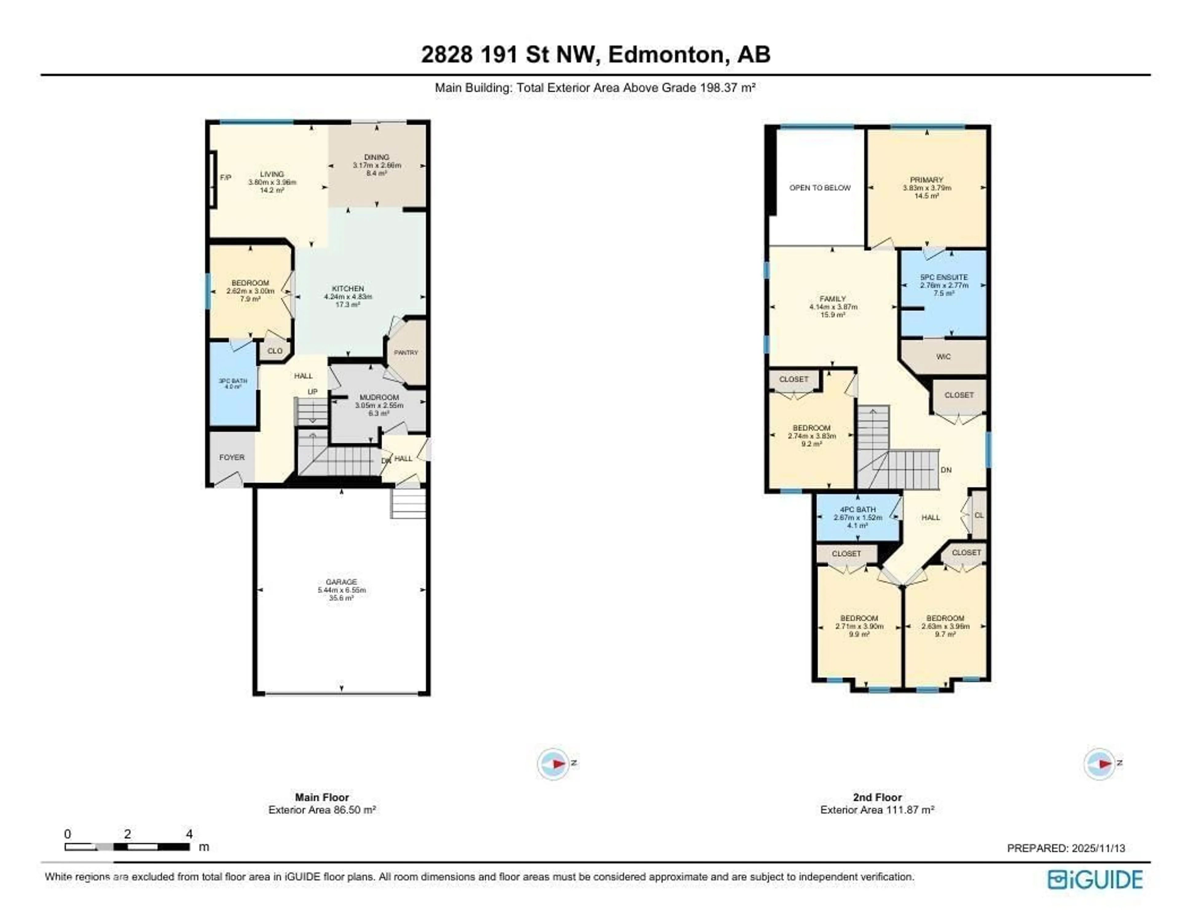 Floor plan for NW - 2828 191 ST, Edmonton Alberta T6M3C3