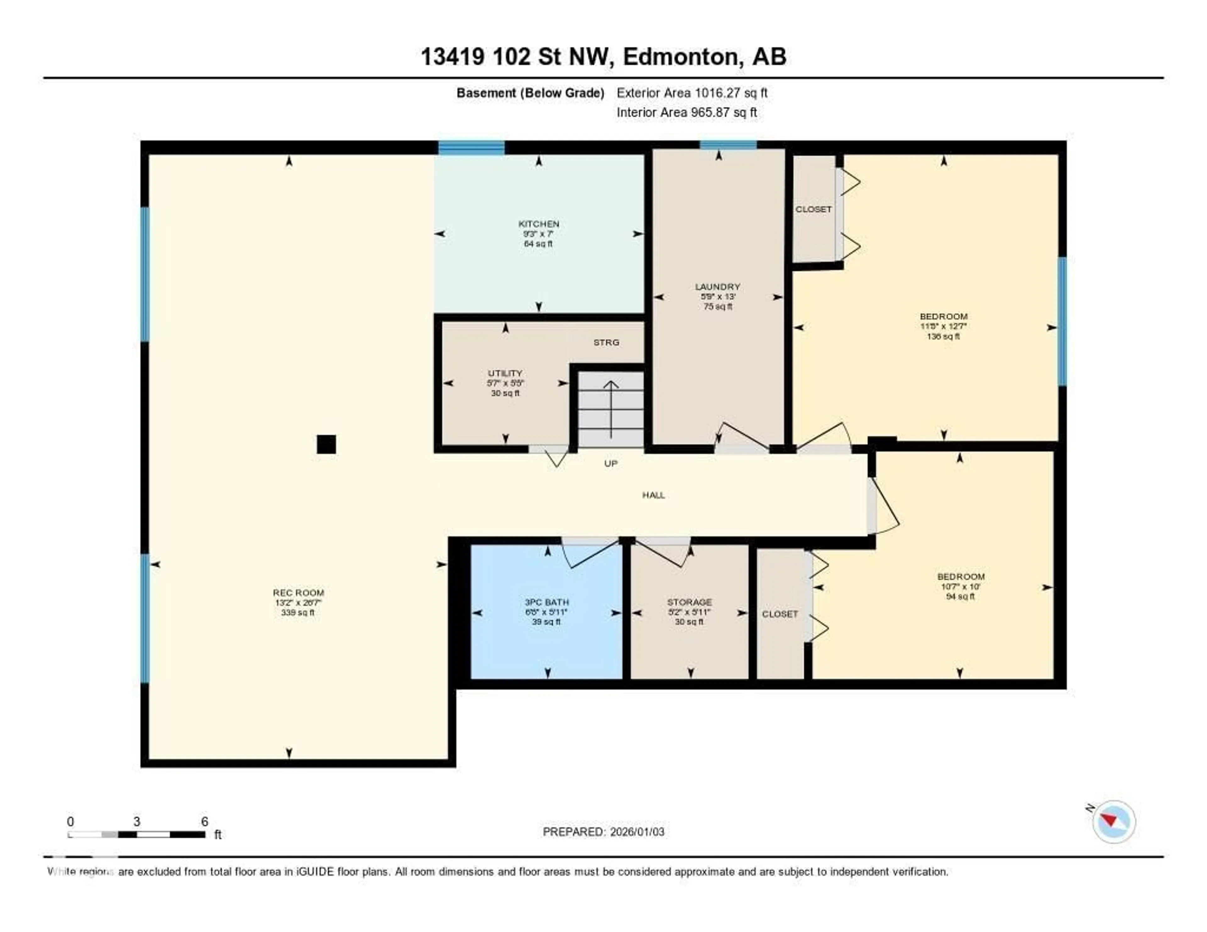 Floor plan for 13419 102 ST, Edmonton Alberta T5E4K1