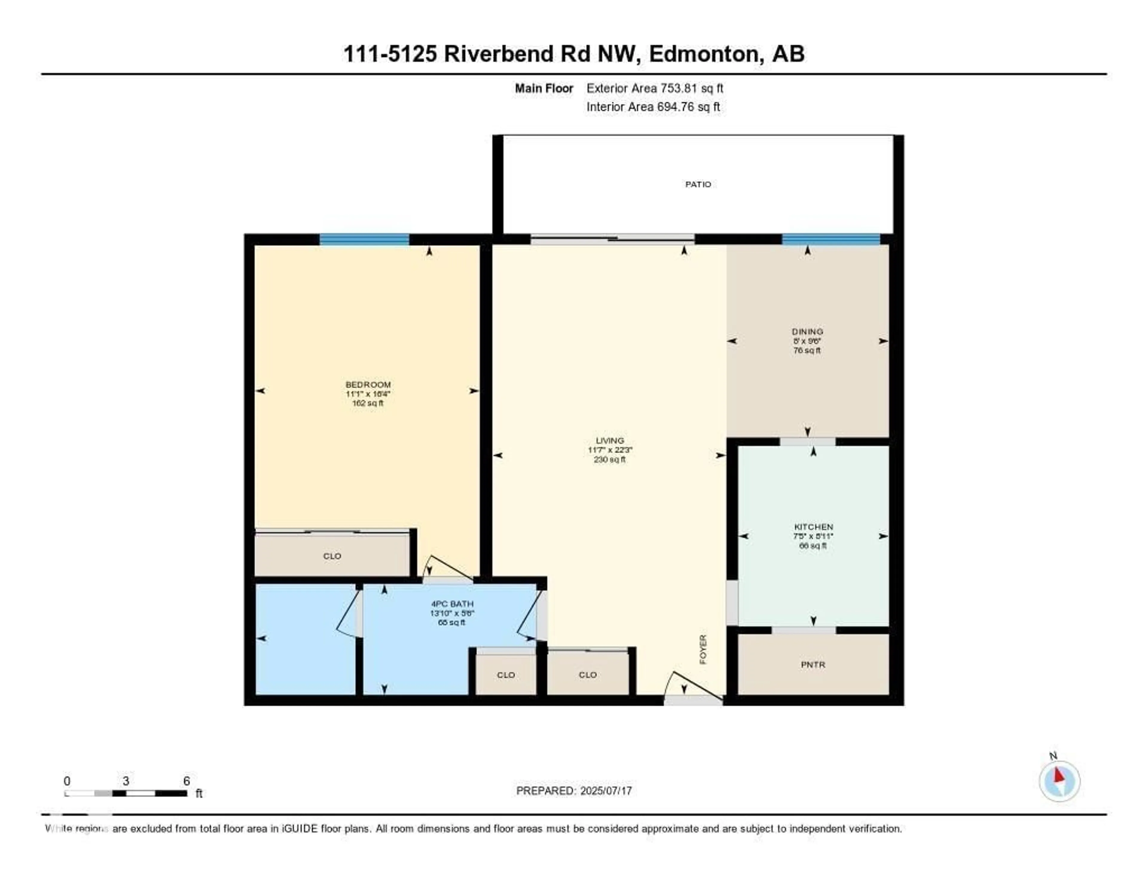 Floor plan for #111 - 5125 RIVERBEND RD, Edmonton Alberta T6H5K5