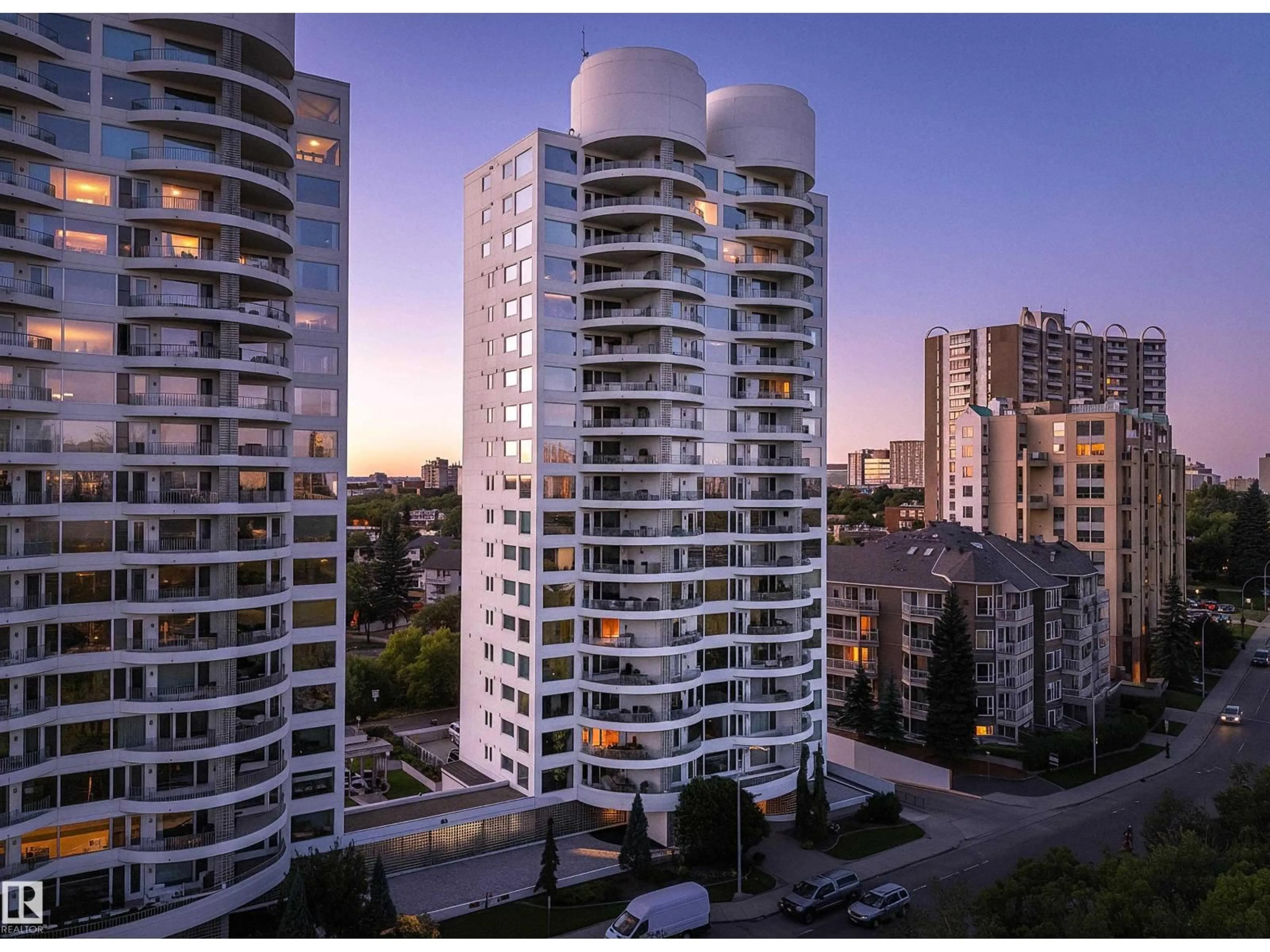 A pic from outside/outdoor area/front of a property/back of a property/a pic from drone, city buildings view from balcony for #1402 - 10731 SASKATCHEWAN DR, Edmonton Alberta T6E1H6