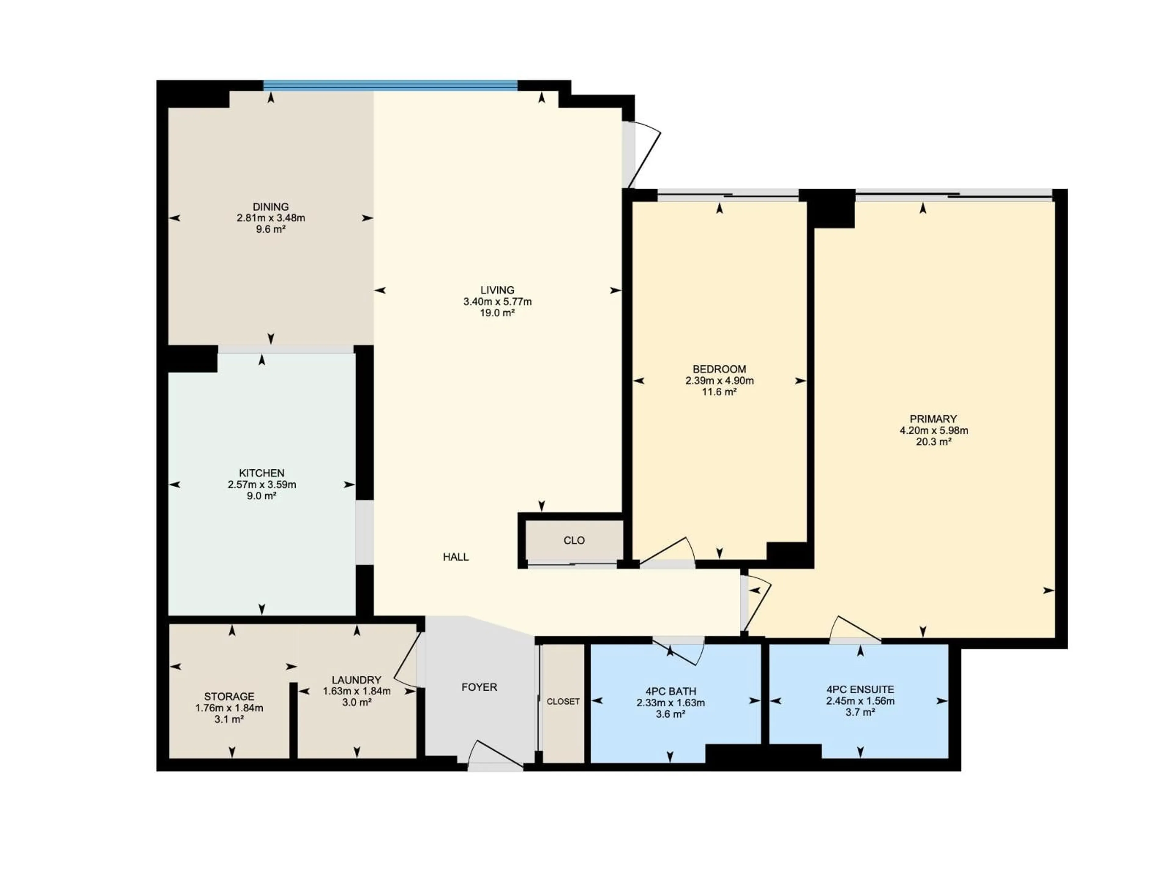 Floor plan for 702 - 8340 JASPER AV NW, Edmonton Alberta T5H4C6
