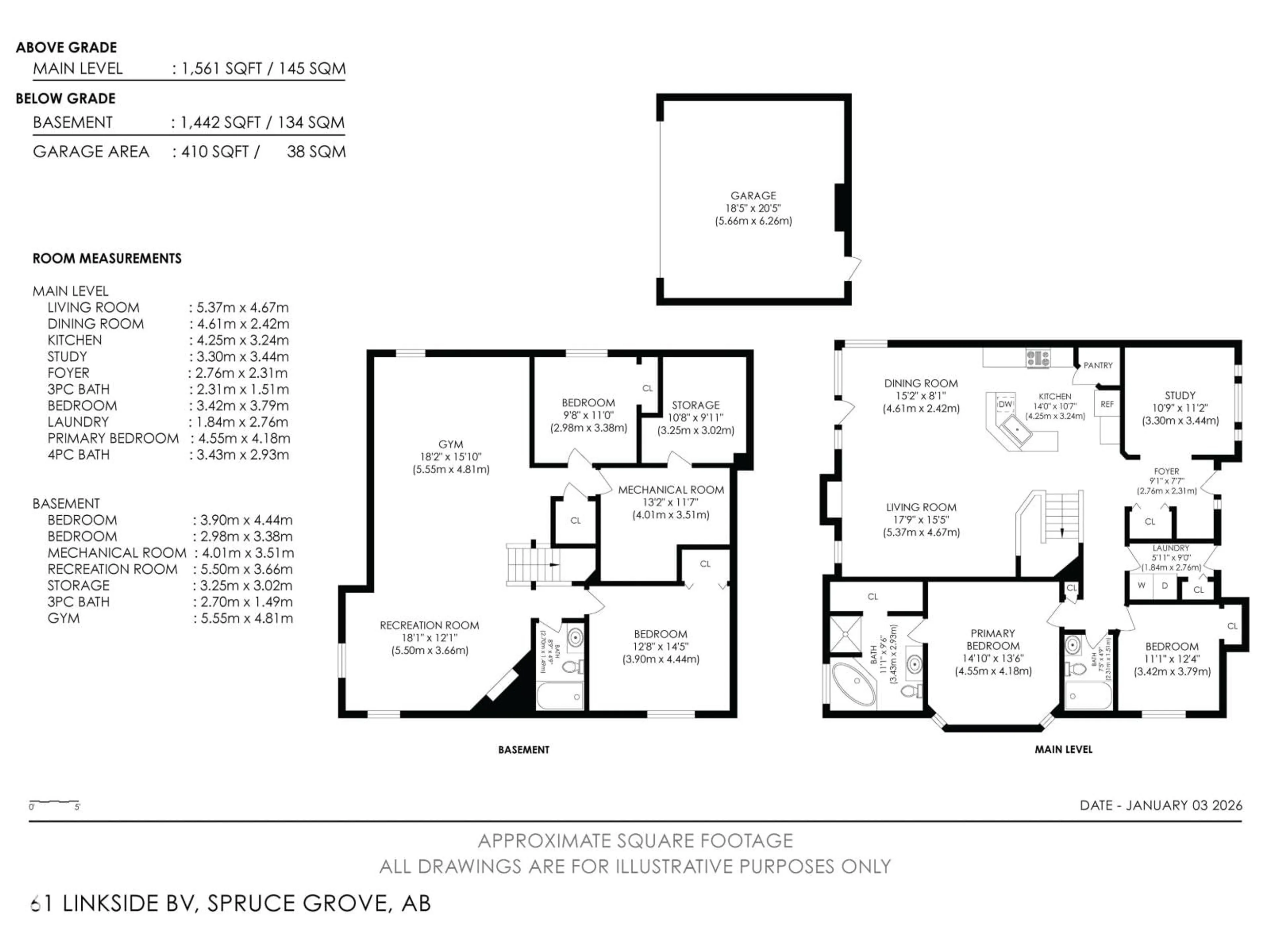 Floor plan for 61 LINKSIDE BV, Spruce Grove Alberta T7X4A6