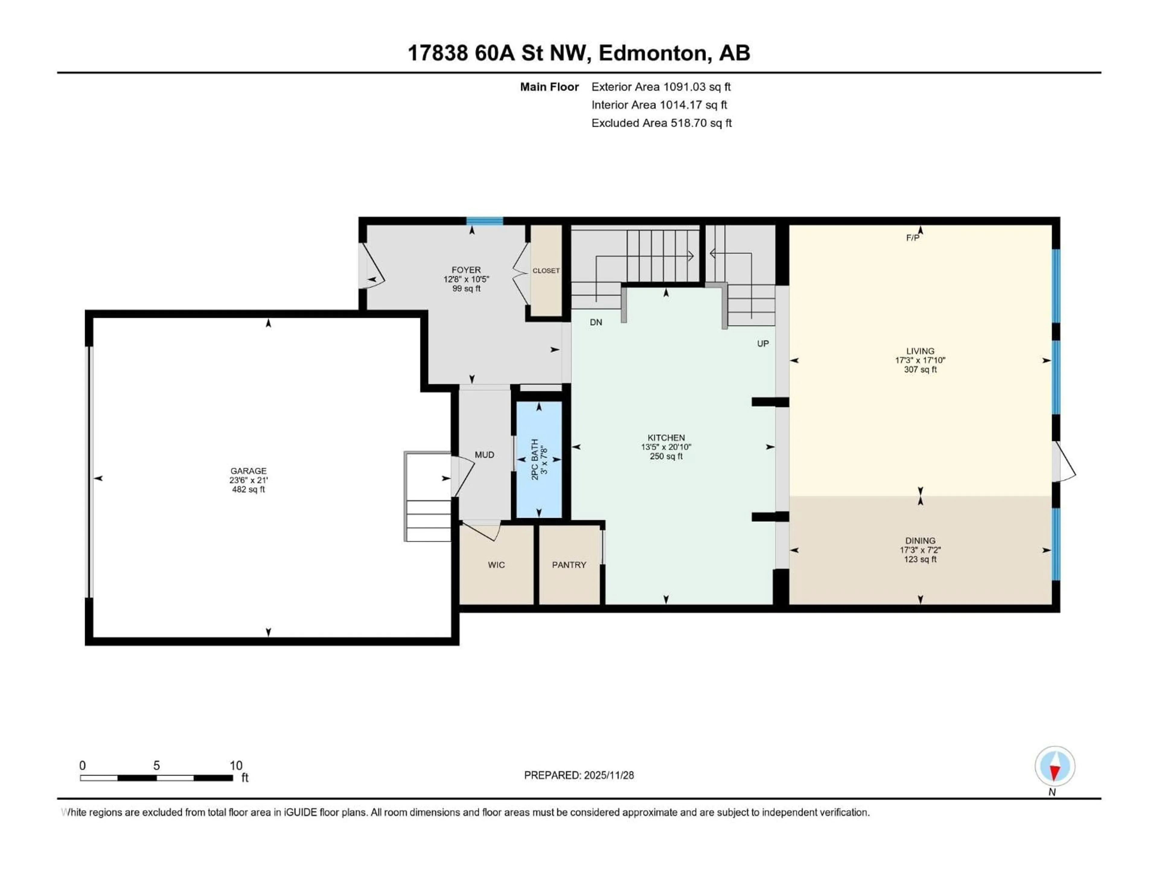 Floor plan for NW - 17838 60A ST, Edmonton Alberta T5Y3T2