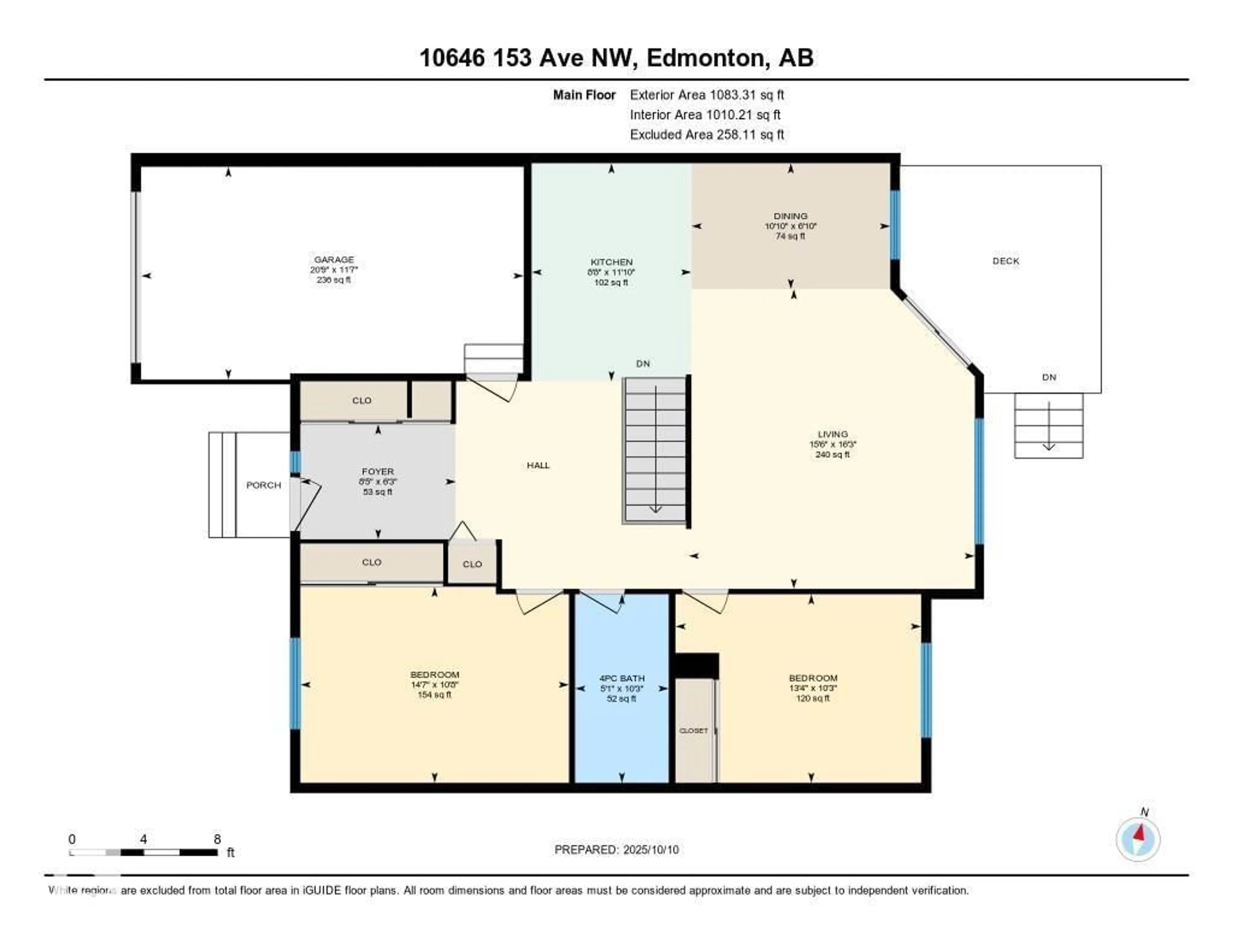 Floor plan for NW - 10646 153 AV, Edmonton Alberta T5X5R8