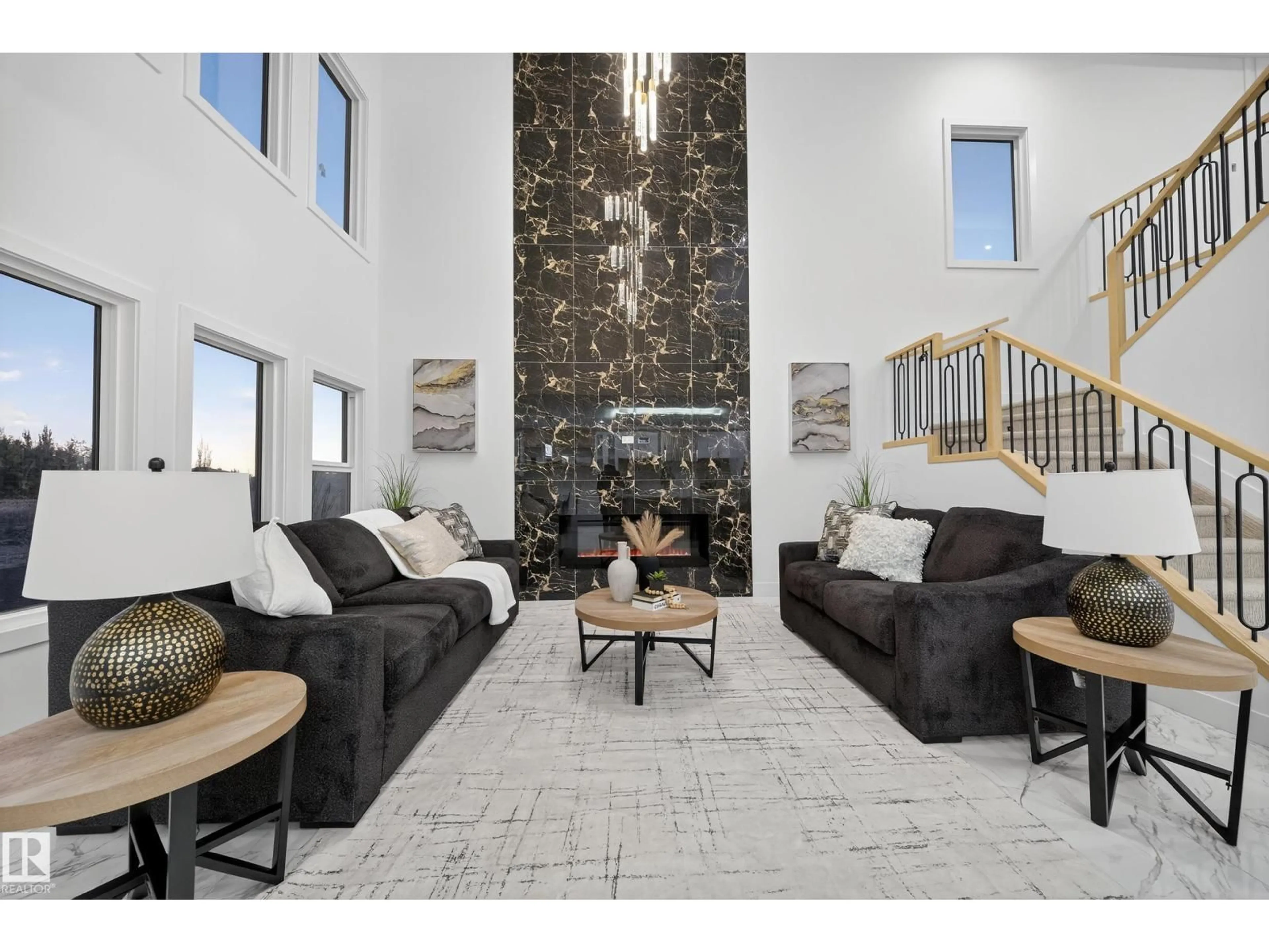 Living room with furniture, ceramic/tile floor for 715 166 AV, Edmonton Alberta T5Y2Z6