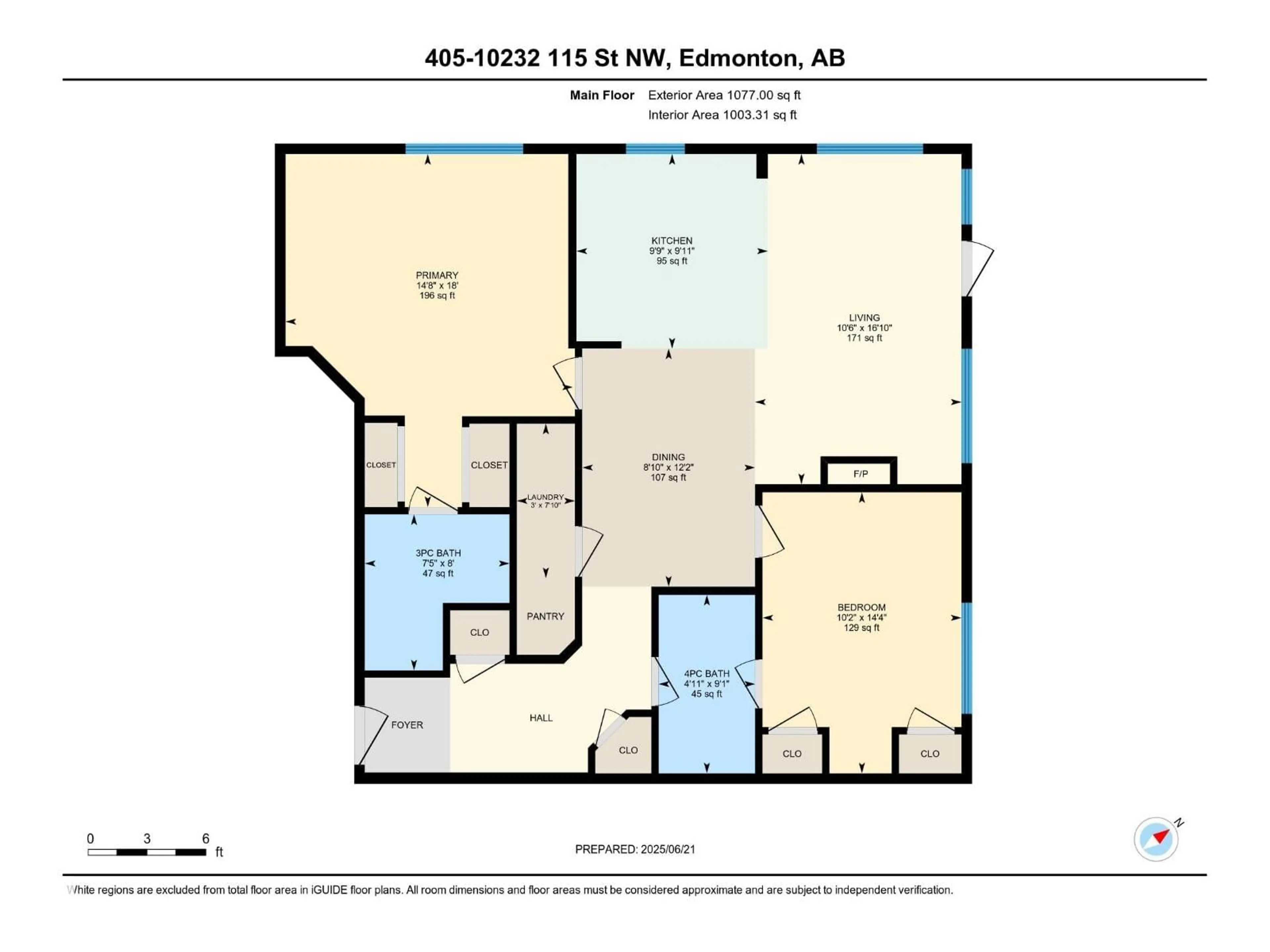 Floor plan for #405 - 10232 115 ST NW, Edmonton Alberta T5K1T8