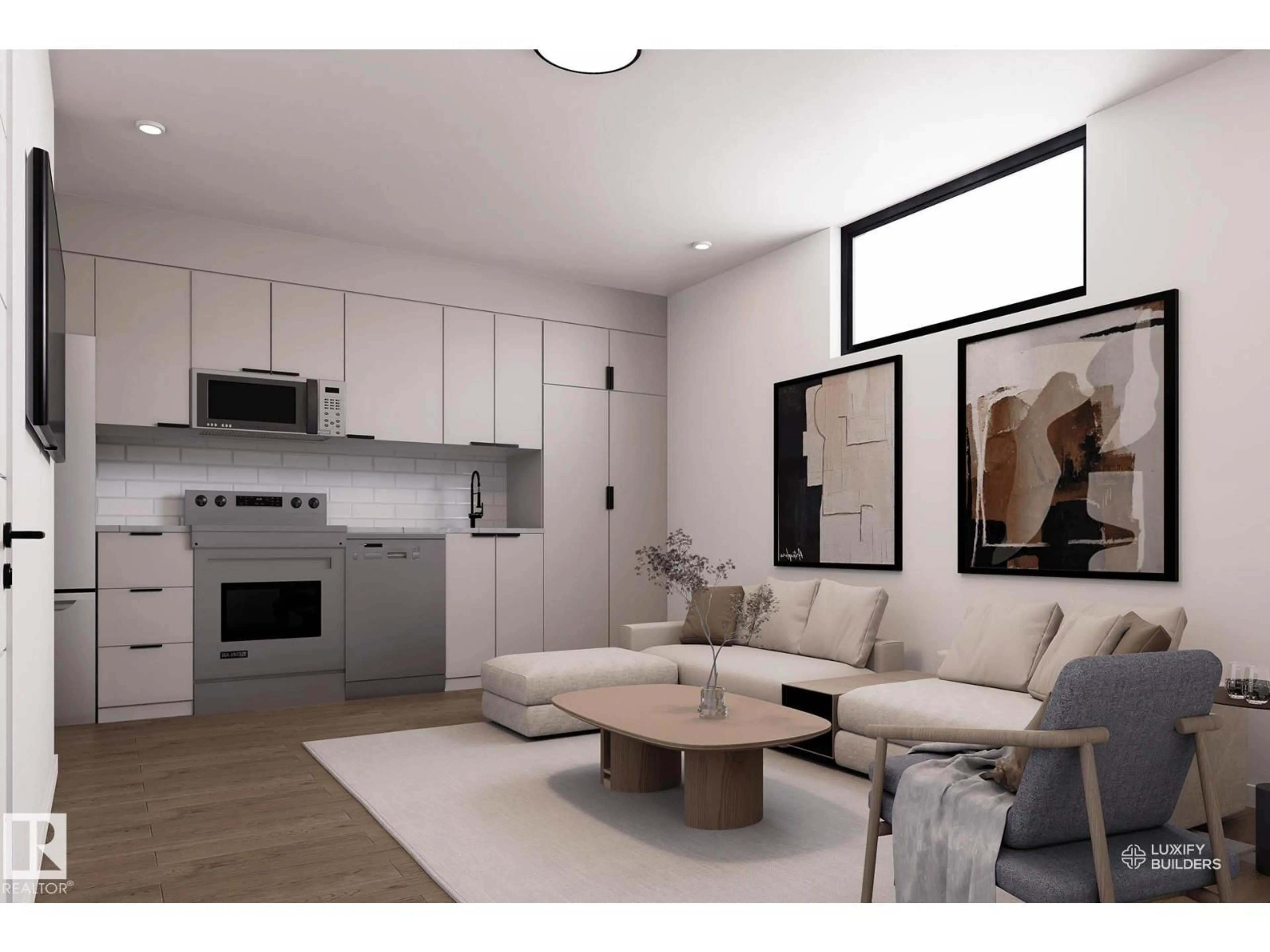 Living room with furniture, unknown for 11347 111 AV, Edmonton Alberta T5G0C8