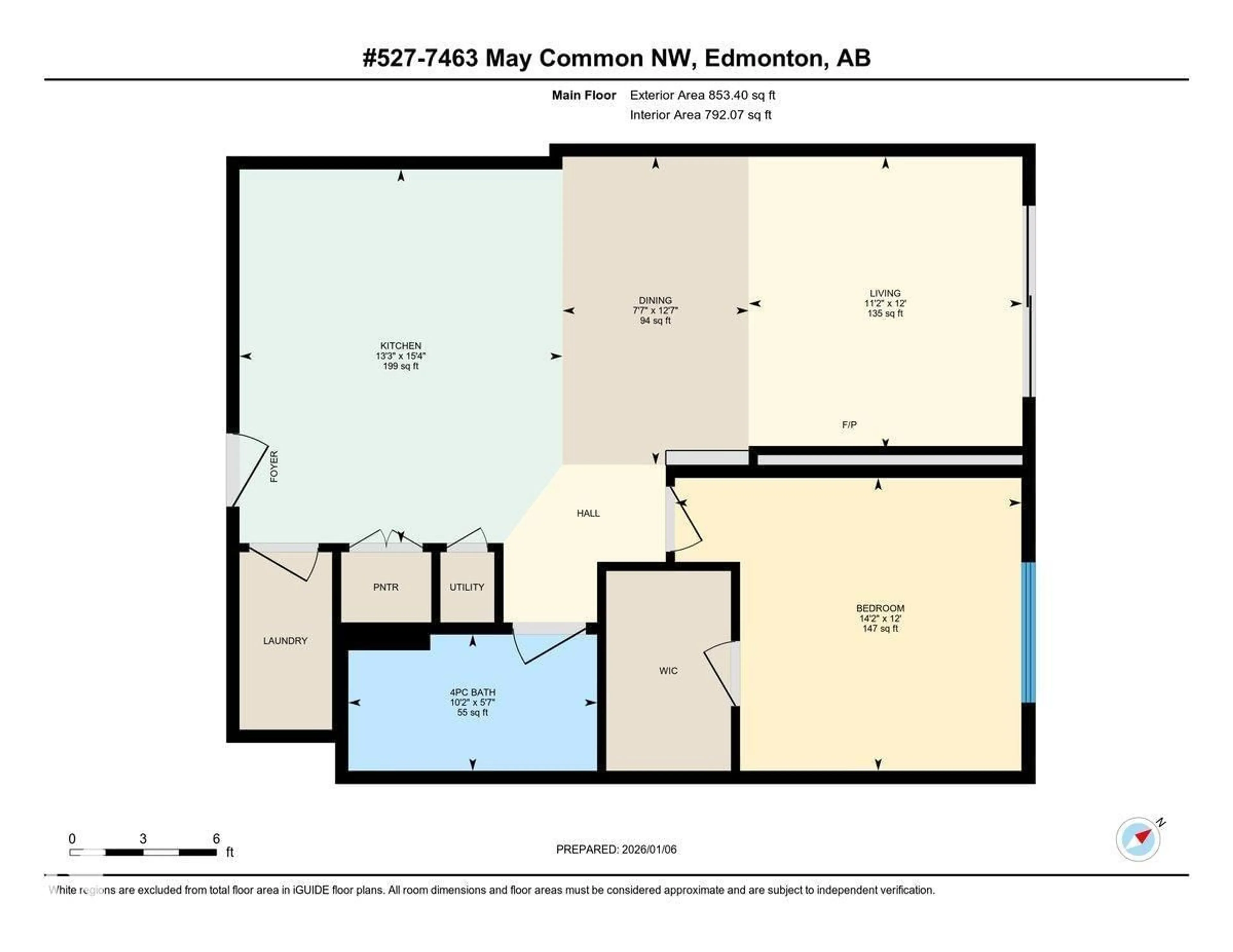 Floor plan for 527 7463 MAY CM NW, Edmonton Alberta T6R0X1